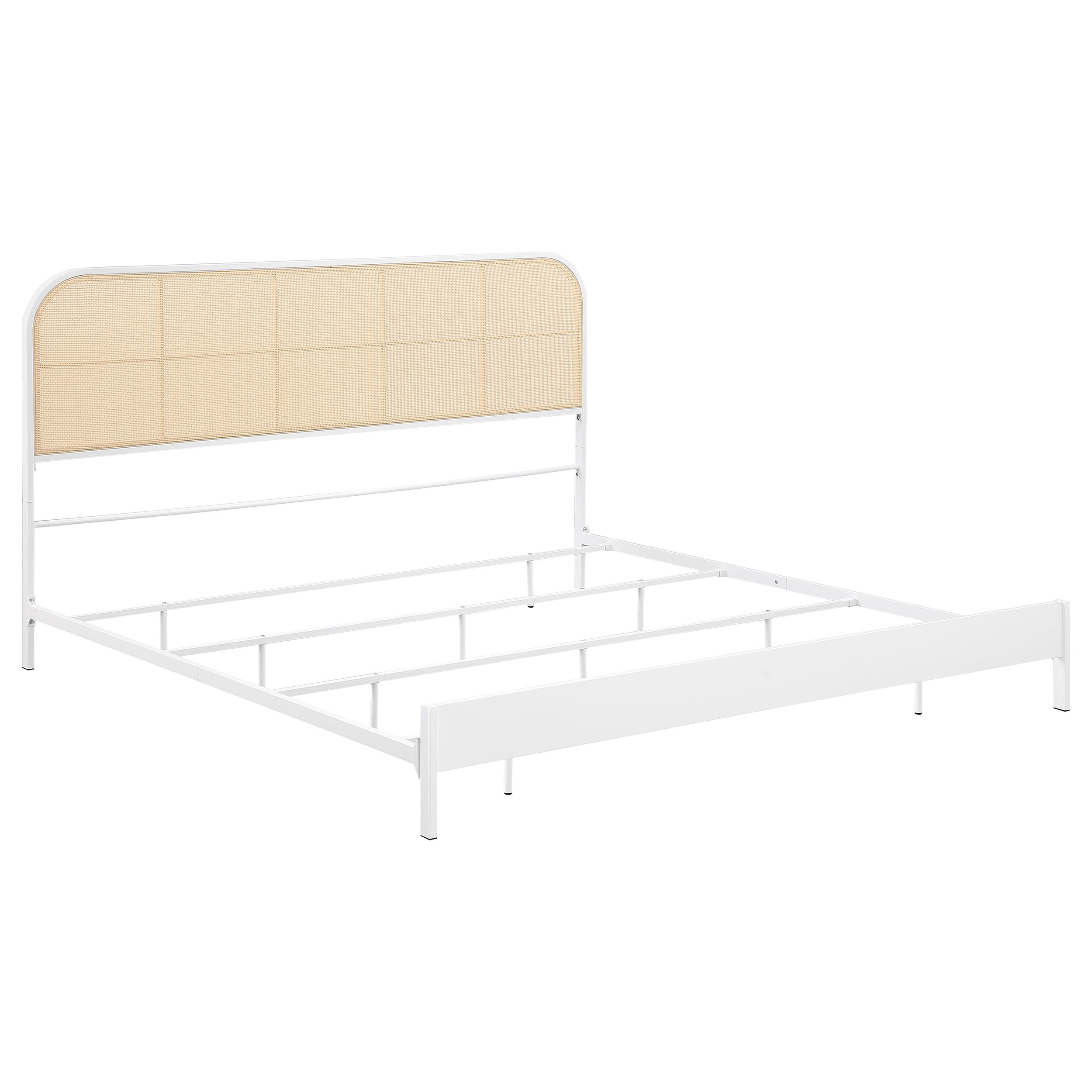Amherst Radio Weave Rattan Metal Eastern King Bed White-