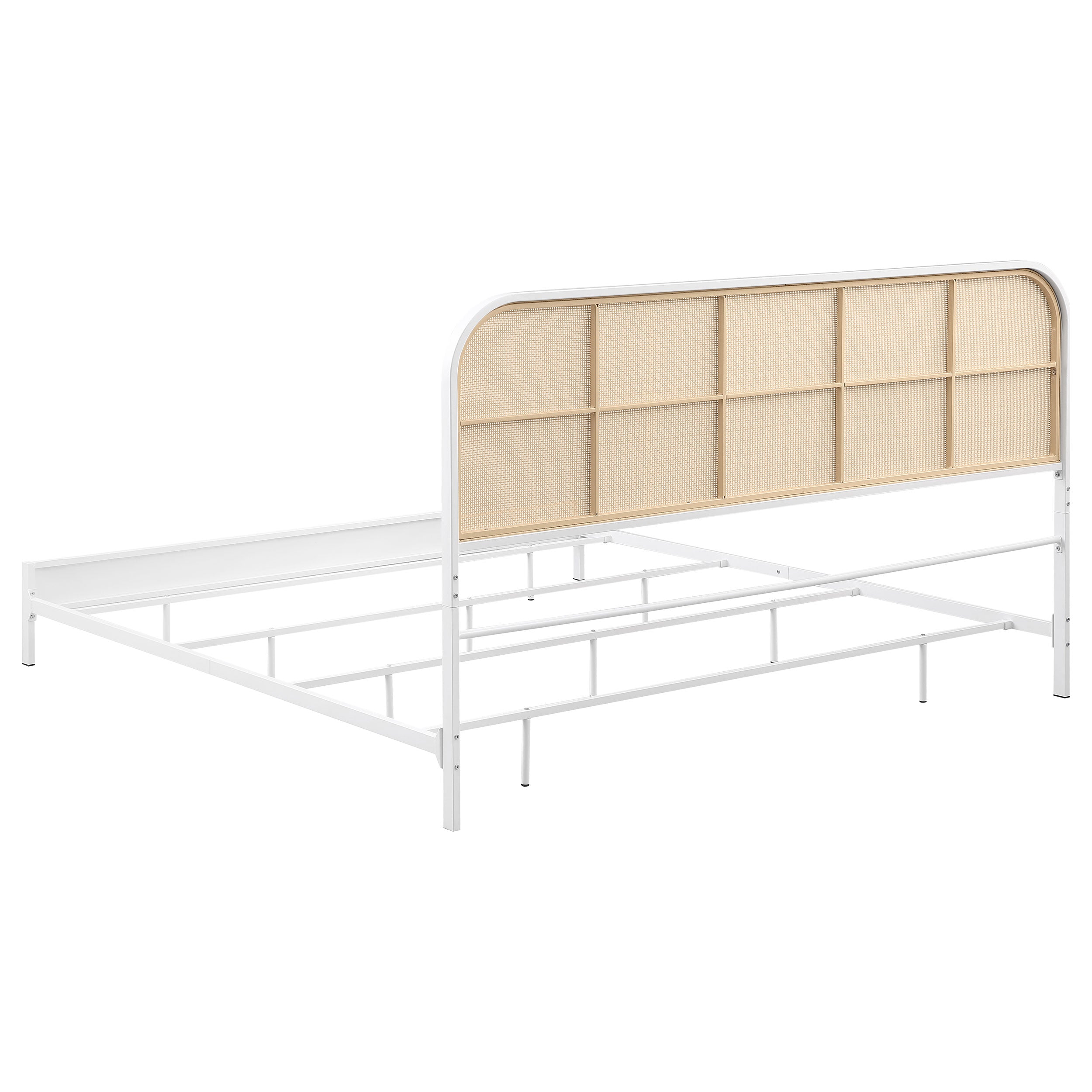 Amherst Radio Weave Rattan Metal Eastern King Bed White-