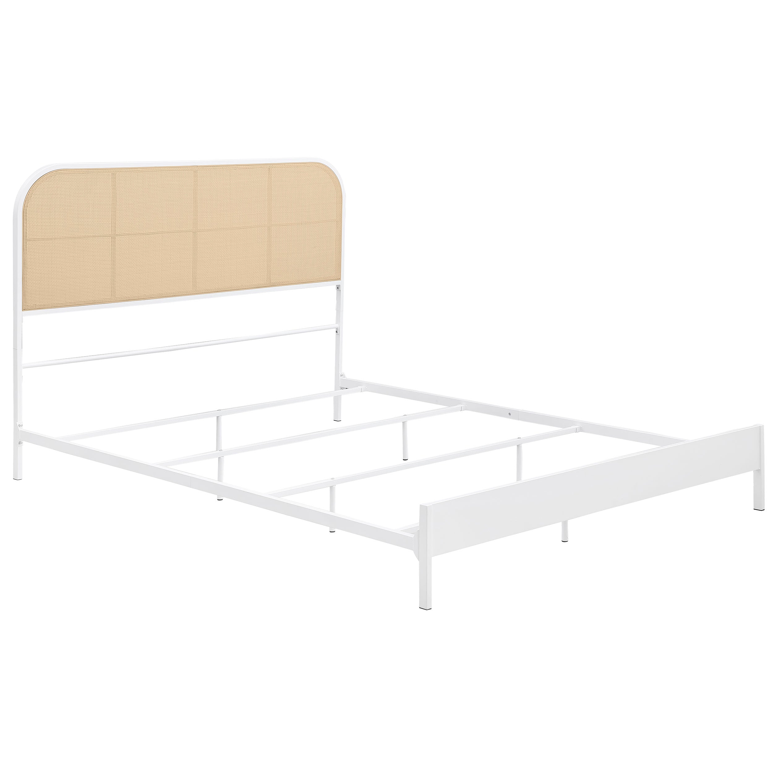 Amherst Radio Weave Rattan Metal Queen Bed White-