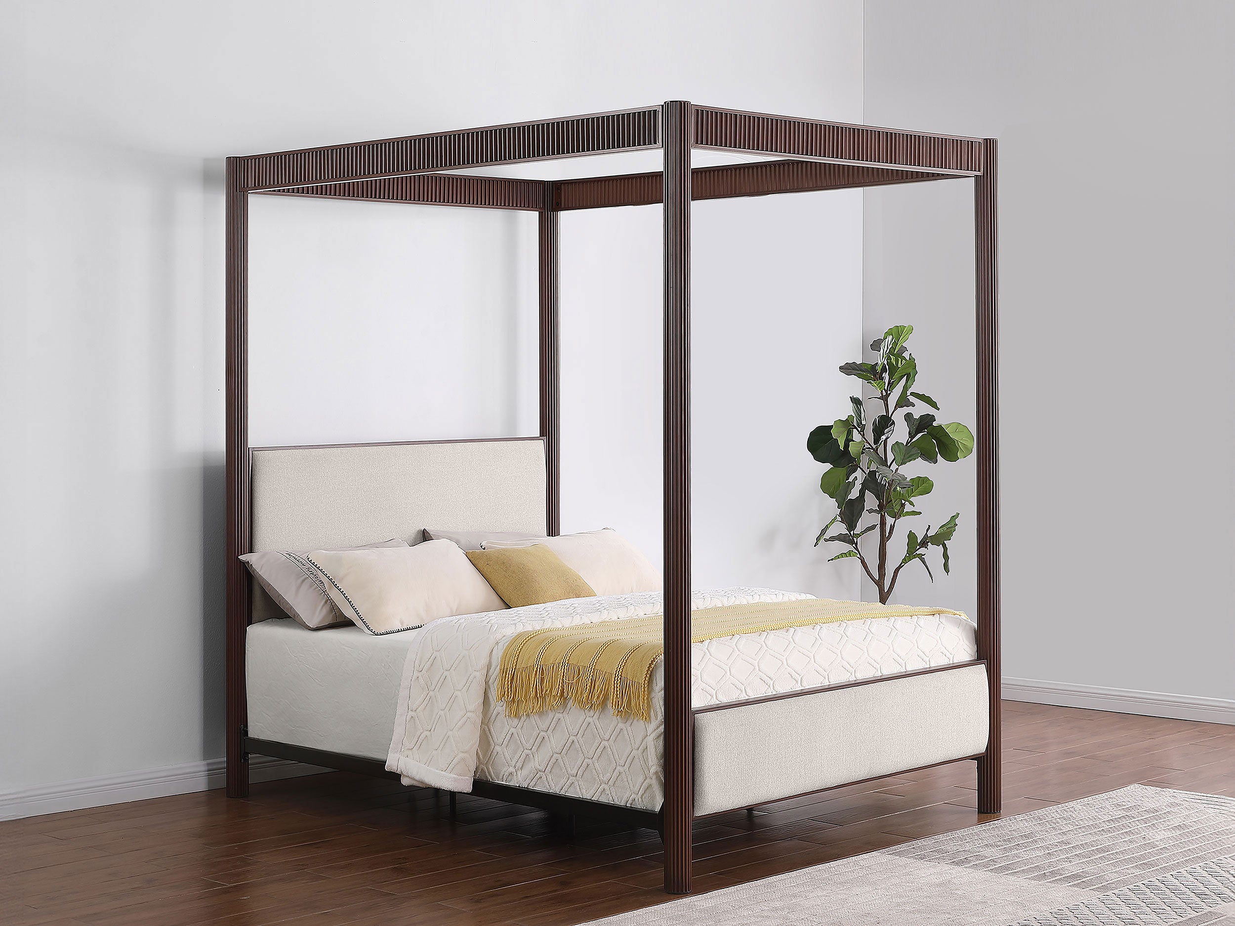 Zimmerlee 89-inch Metal Eastern King Canopy Bed Rust Brown-