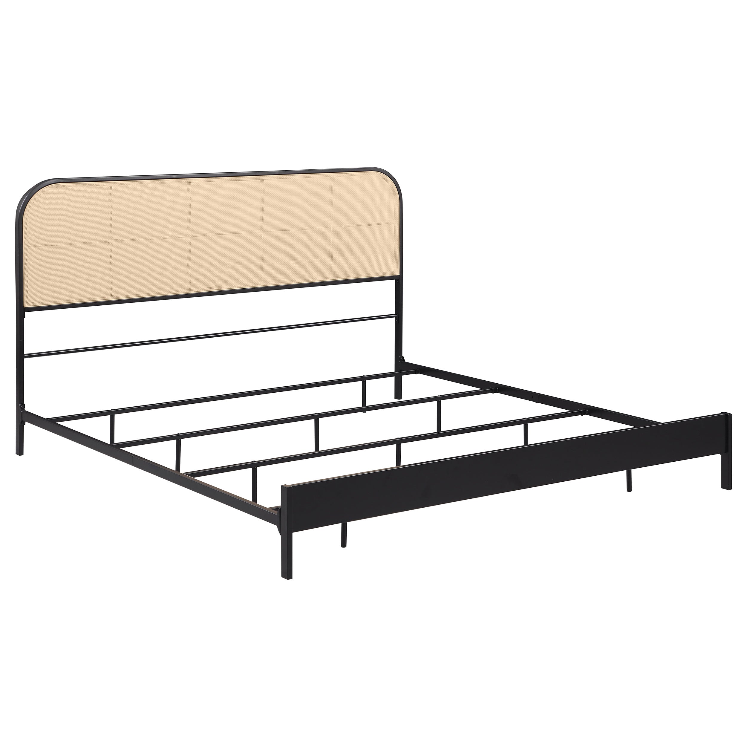 Amherst Radio Weave Rattan Metal Eastern King Bed Black-