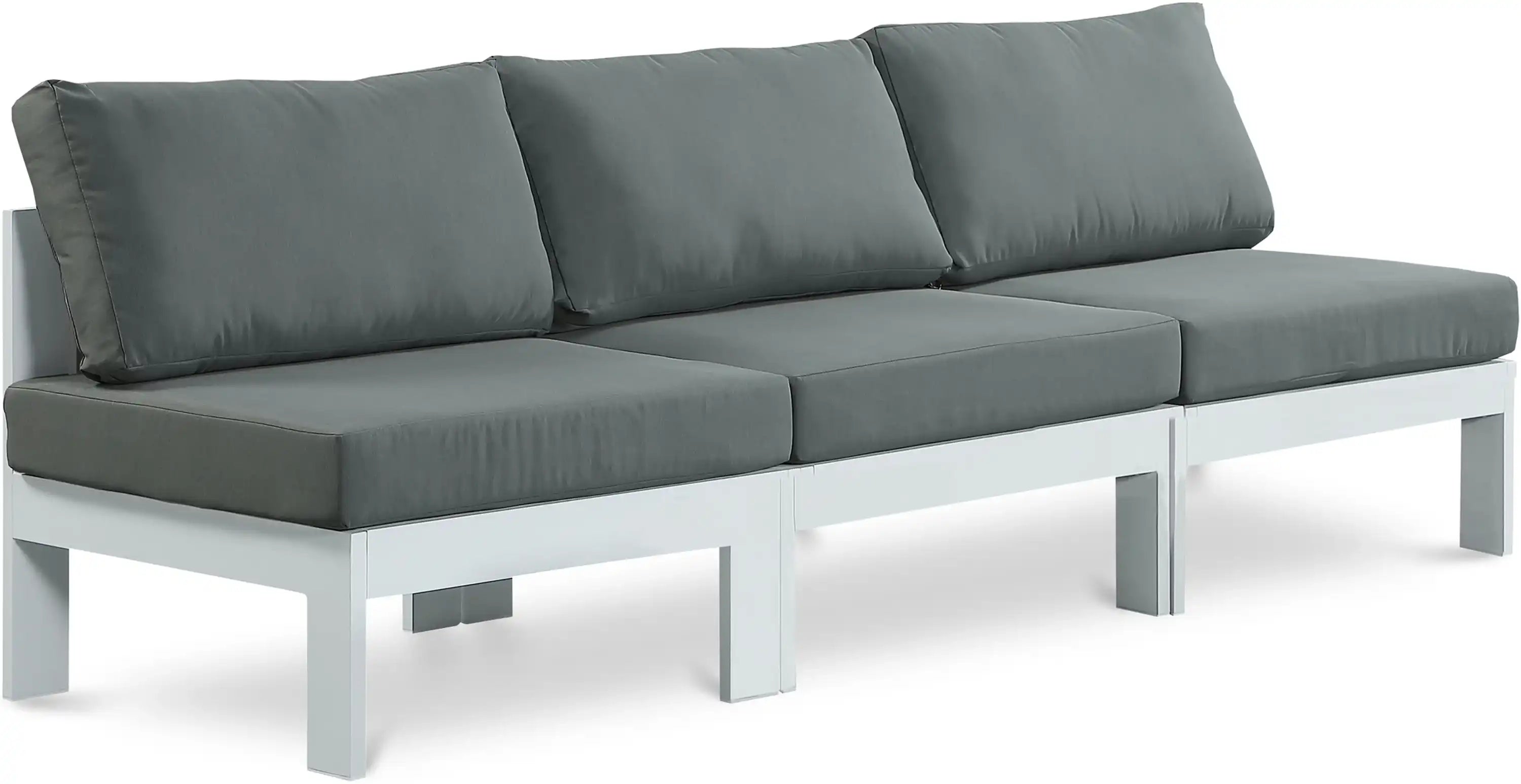 Nizuc - Outdoor Patio 3 Seat Armless Modular Sofa With White Frame - Best Buy Furniture