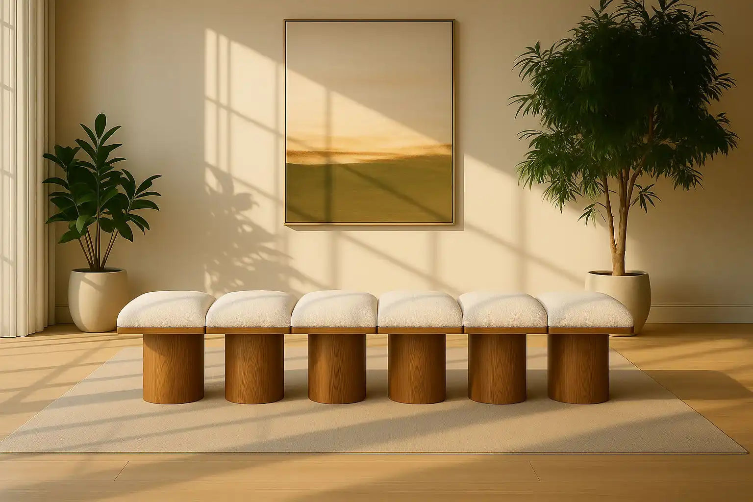 Pavilion - 6 Piece Modular Bench With Brown Base