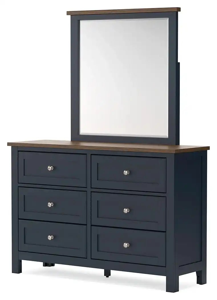 Landocken - Dresser and Mirror - Brown / Blue - Best Buy Furniture