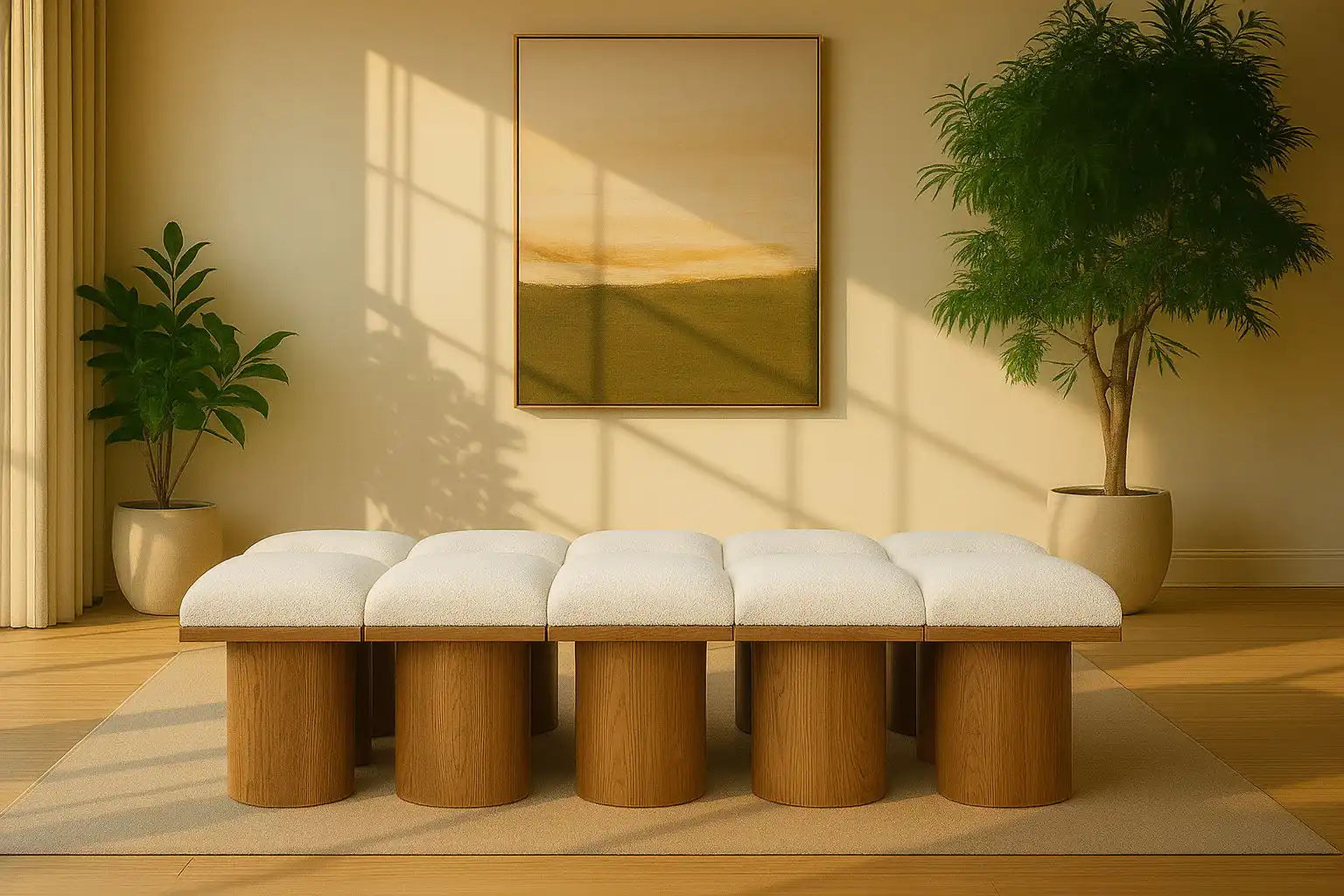 Pavilion - 10 Piece Modular Bench With Brown Base