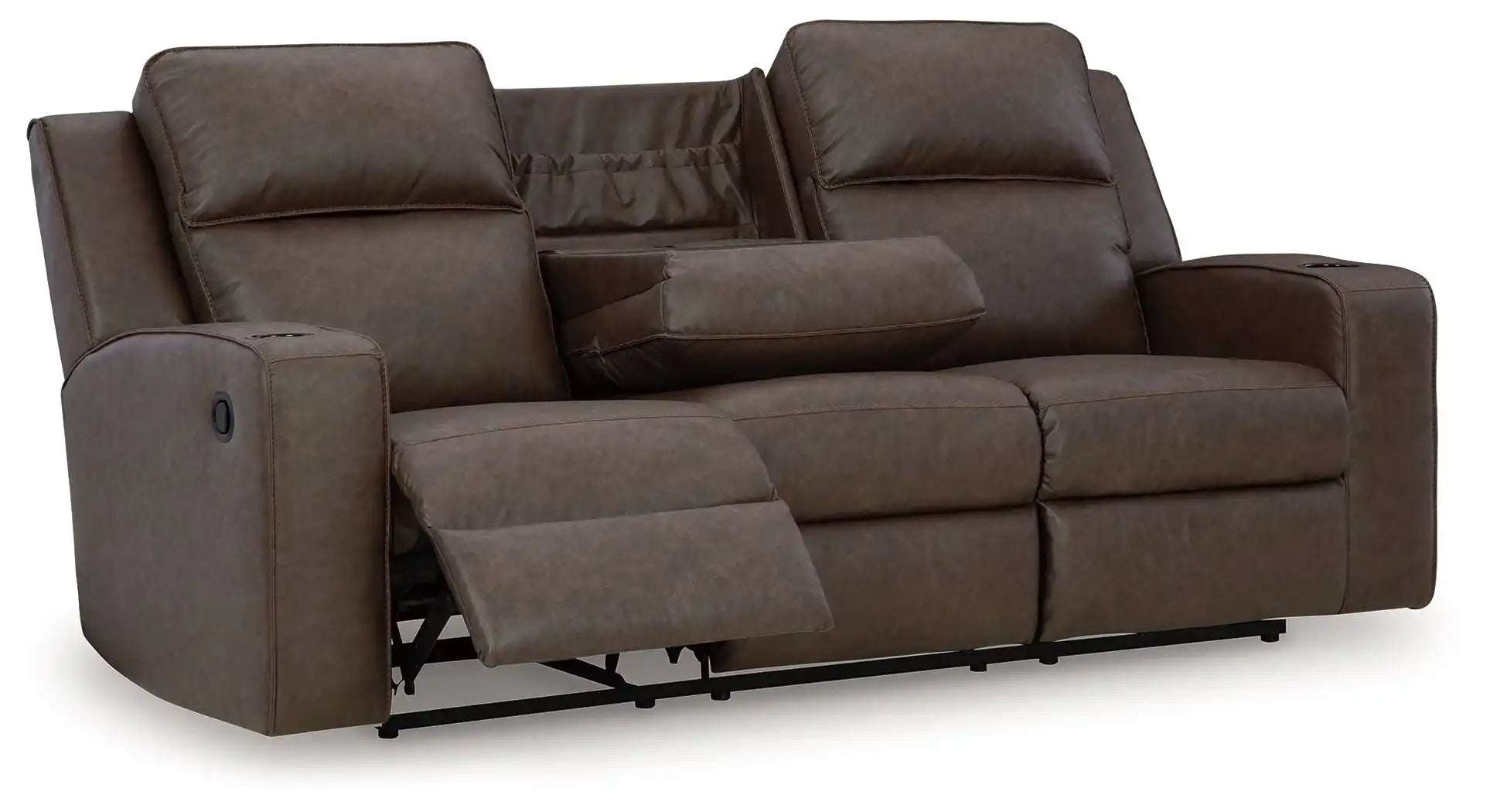 Lavenhorne - Rec Sofa W/Drop Down Table - Granite - Best Buy Furniture