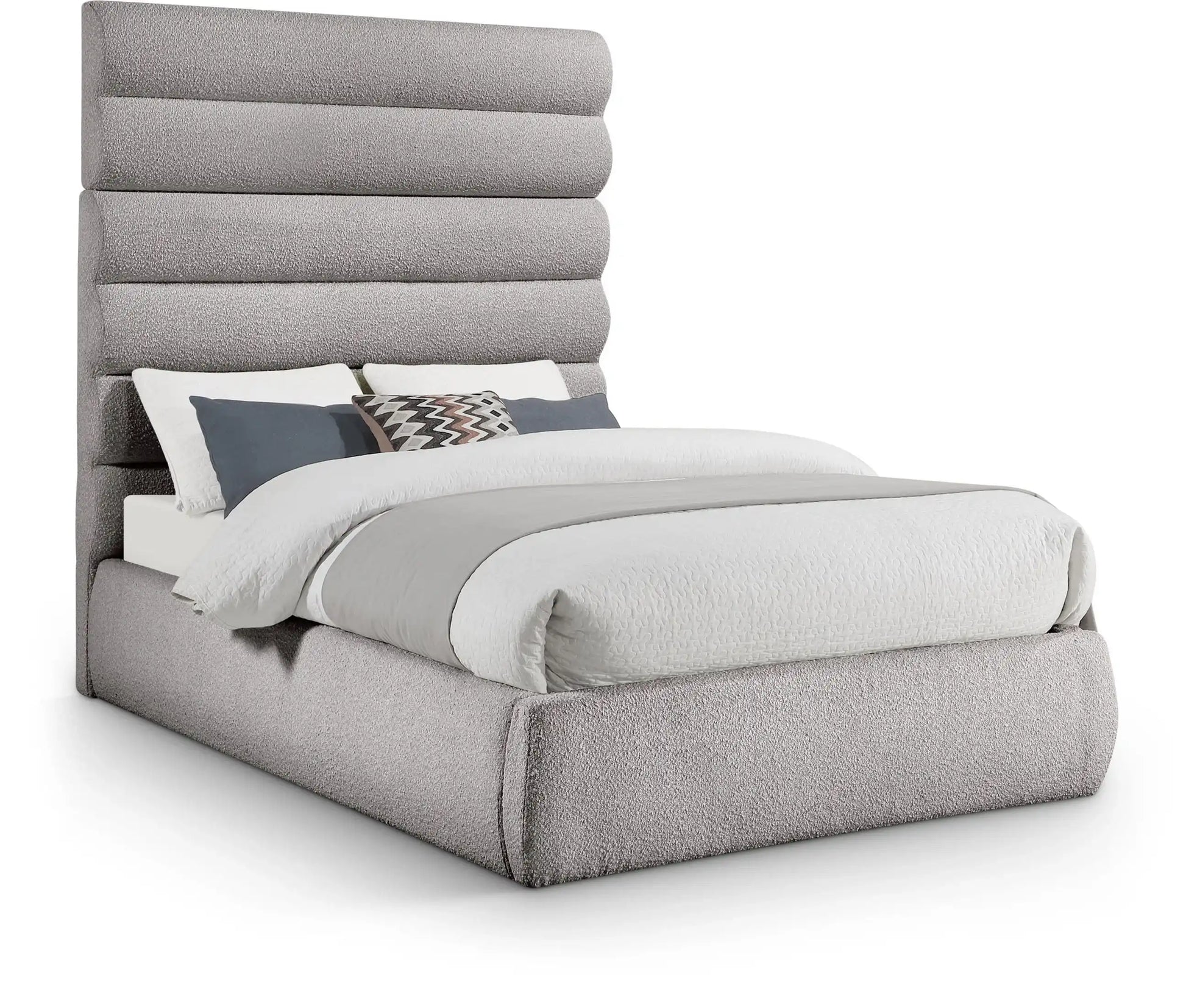 Adam - Boucle Fabric Bed With 70.5" Headboard - Best Buy Furniture
