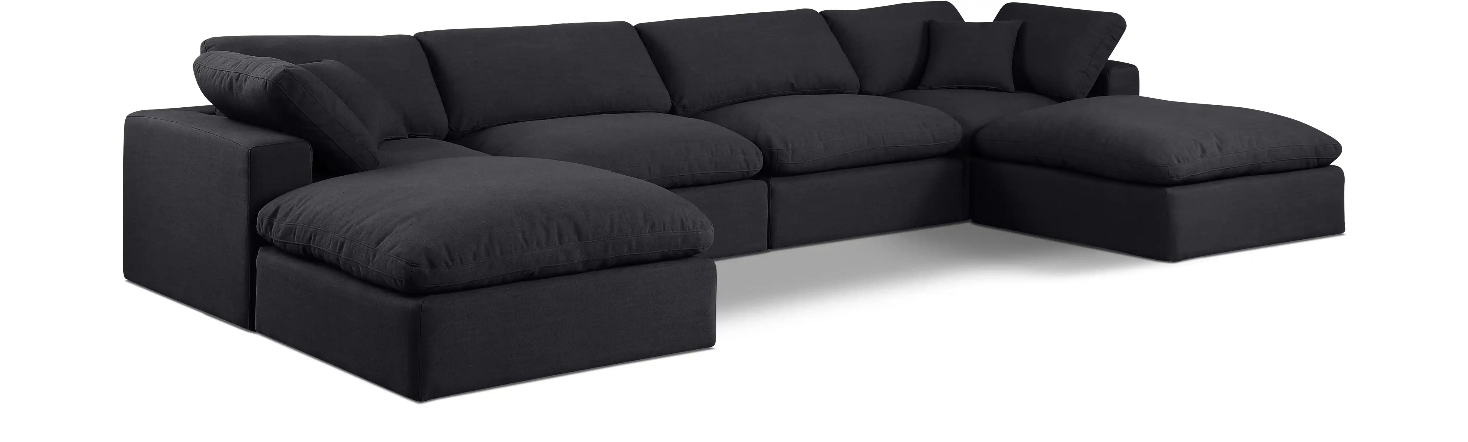 Comfy - 6 Piece Linen Modular Double Chaise Sectional - Best Buy Furniture