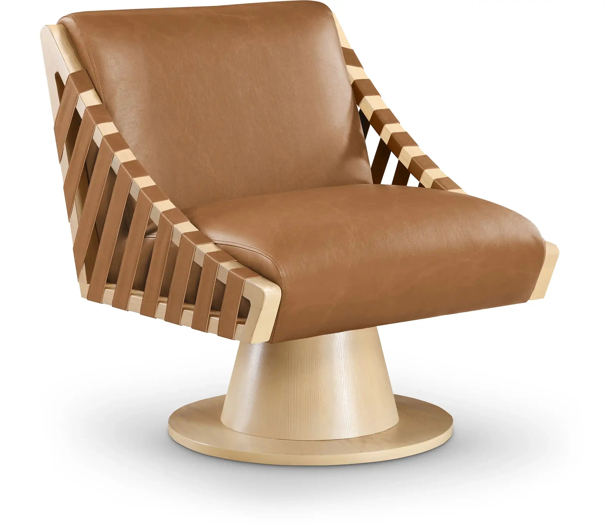 Millwin - Swivel Accent Chair With Natural Base - Best Buy Furniture