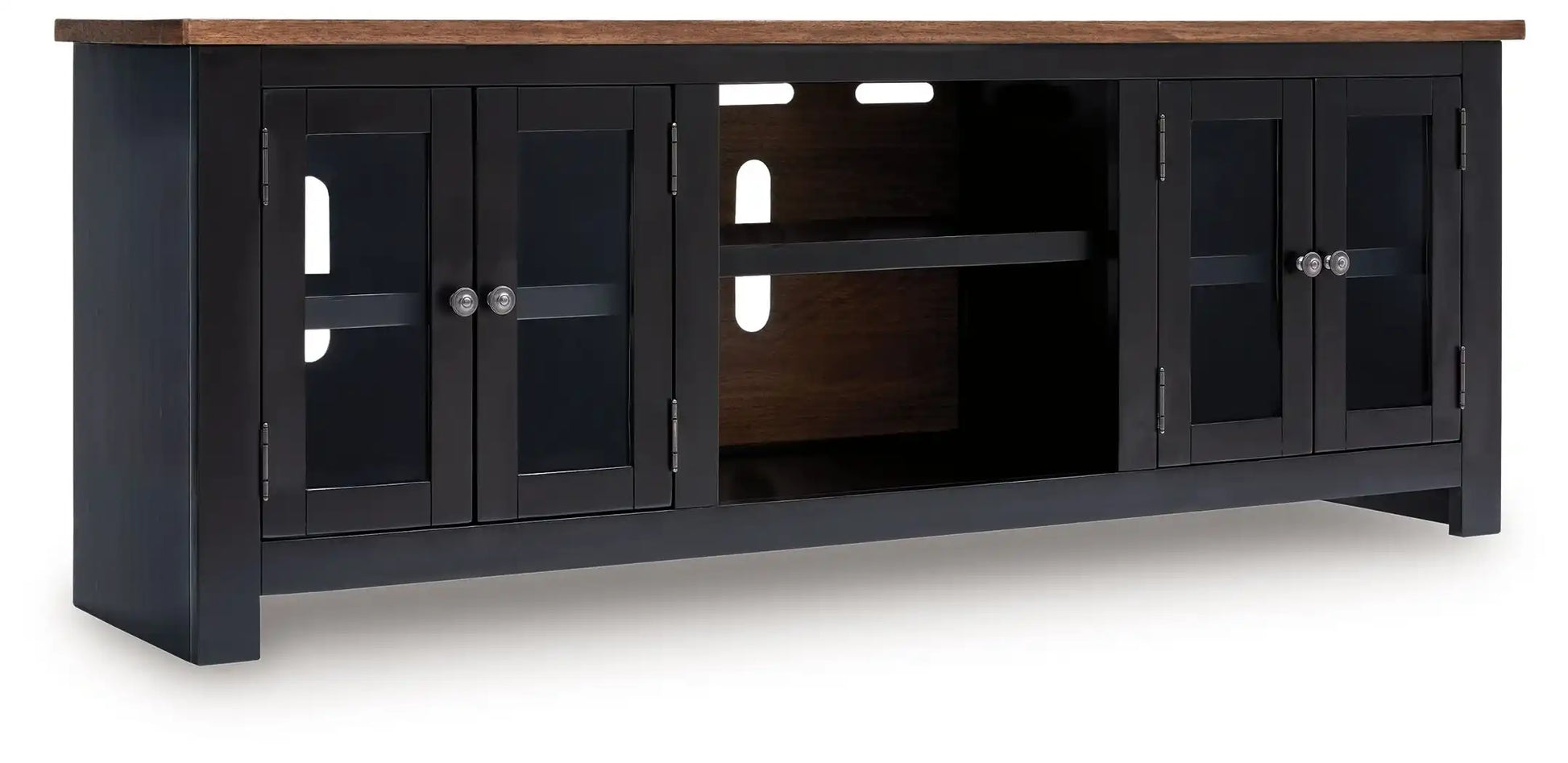 Wildenauer - XL TV Stand With Fireplace Option - Brown / Black - Best Buy Furniture