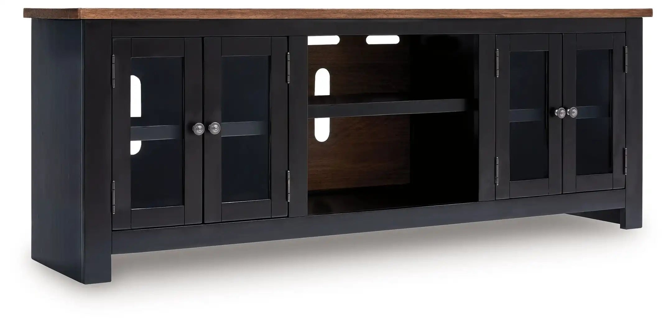 Wildenauer - XL TV Stand With Fireplace Option - Brown / Black - Best Buy Furniture