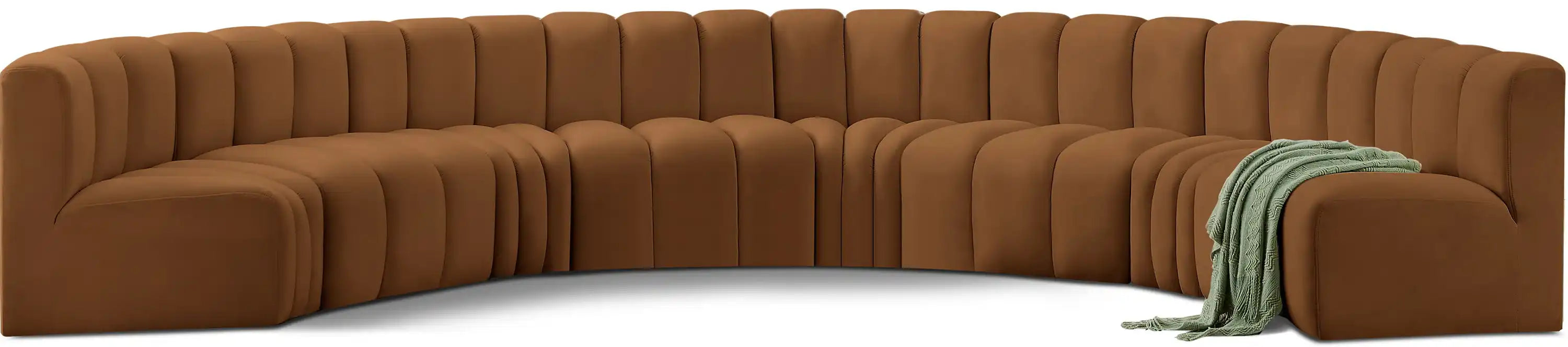 Arc - Velvet 8 Piece U-Shaped Modular Sofa - Saddle - Best Buy Furniture