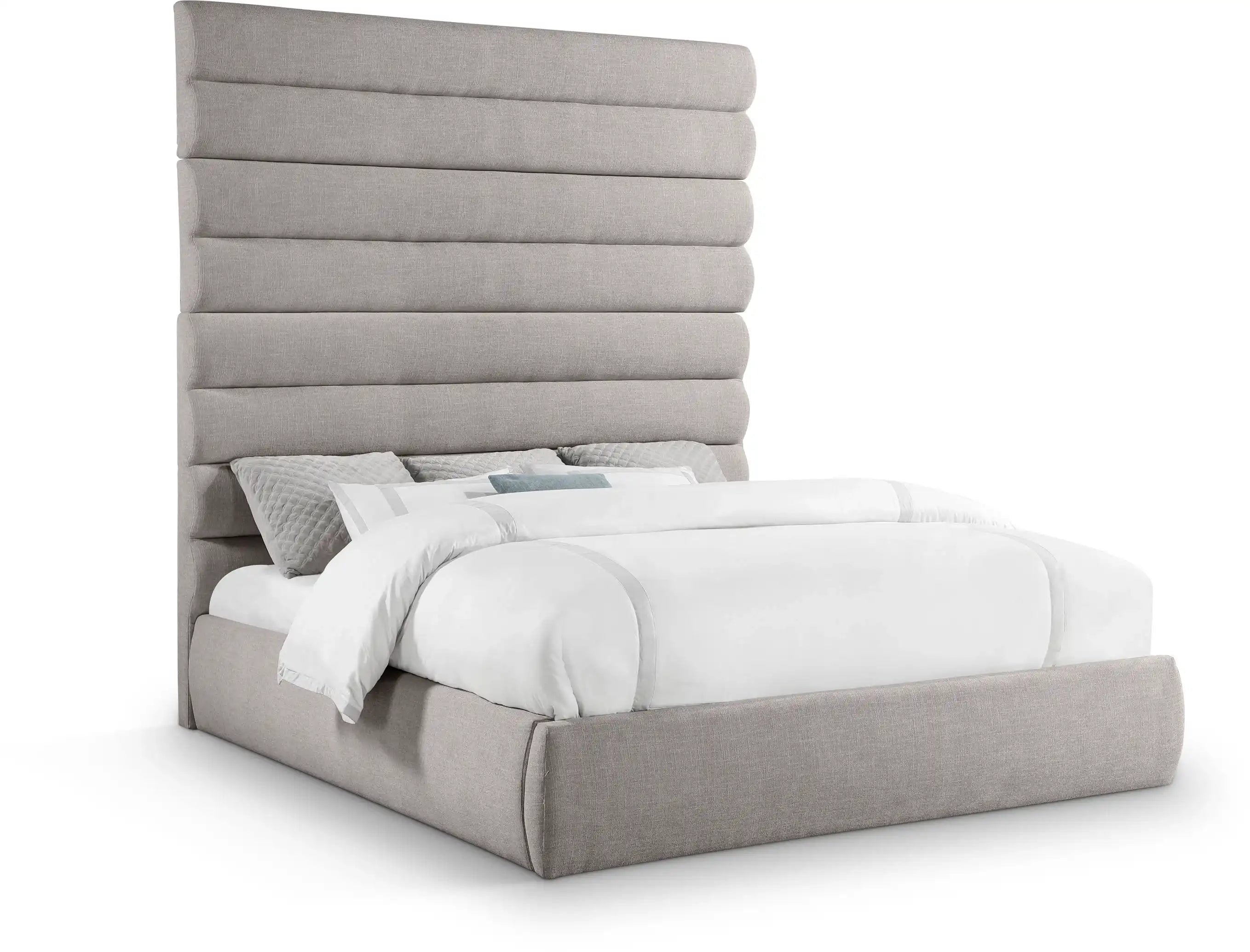 Adam - Linen Fabric Bed With 89" Headboard - Best Buy Furniture