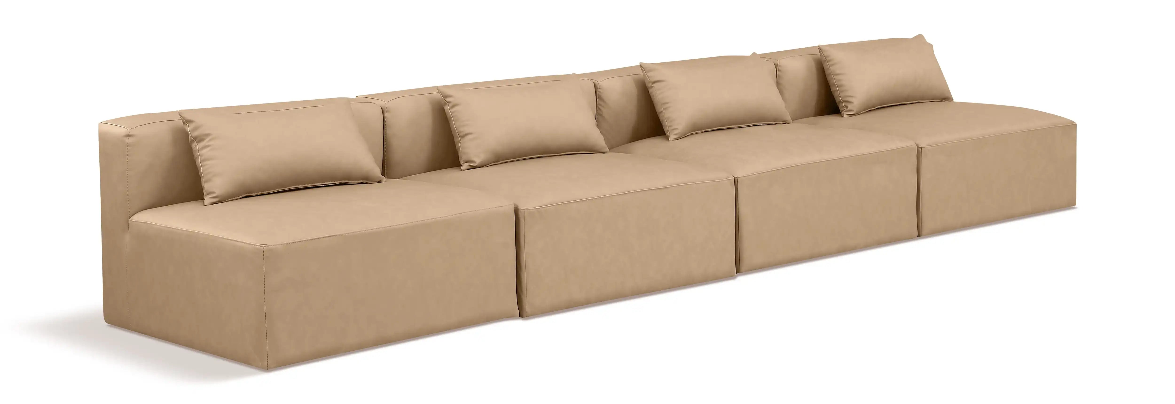 Cube - Modular 4 Piece Armless Sofa - Tan - Best Buy Furniture