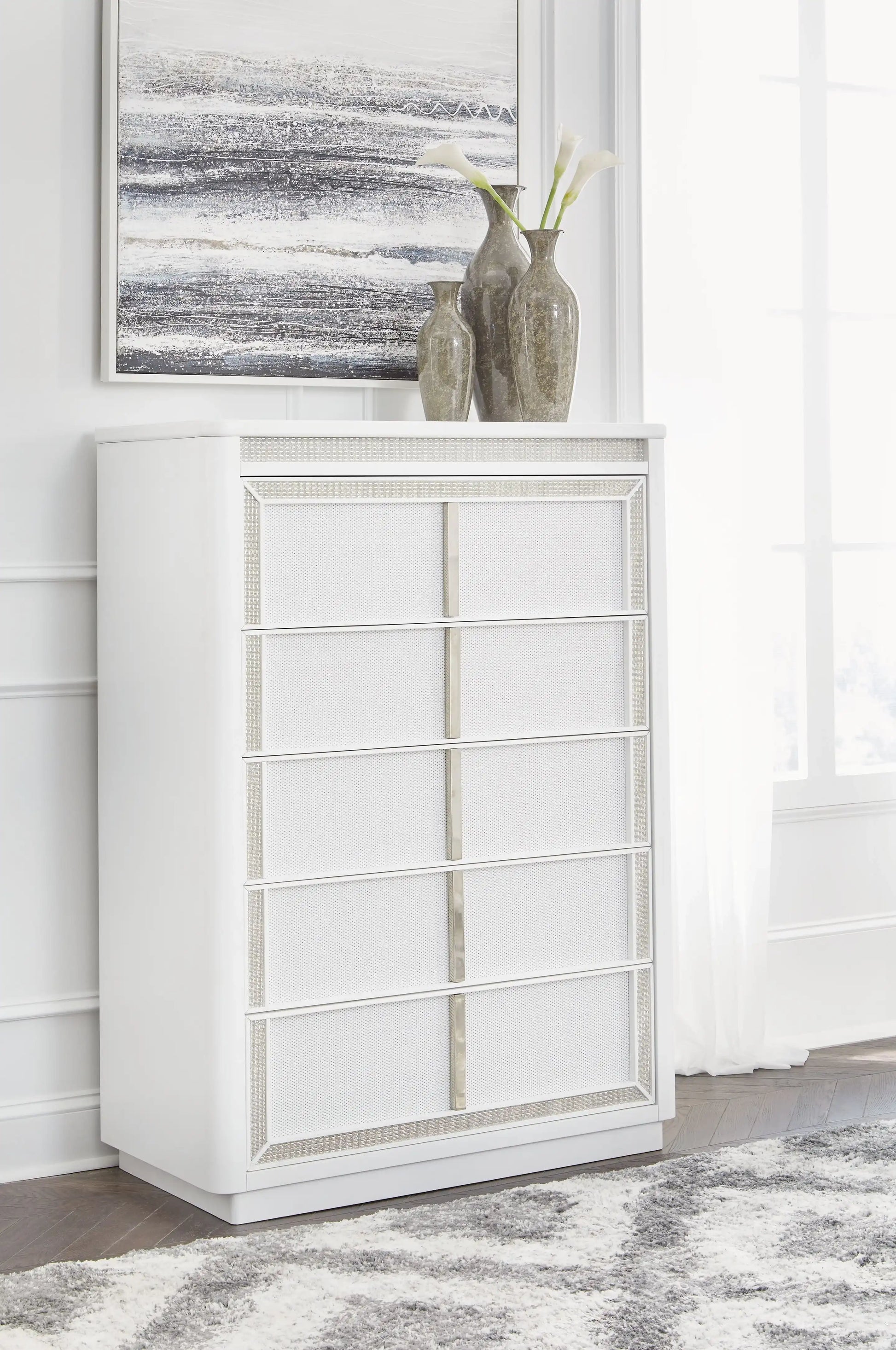 Chalanna - Five Drawer Chest - White - Best Buy Furniture