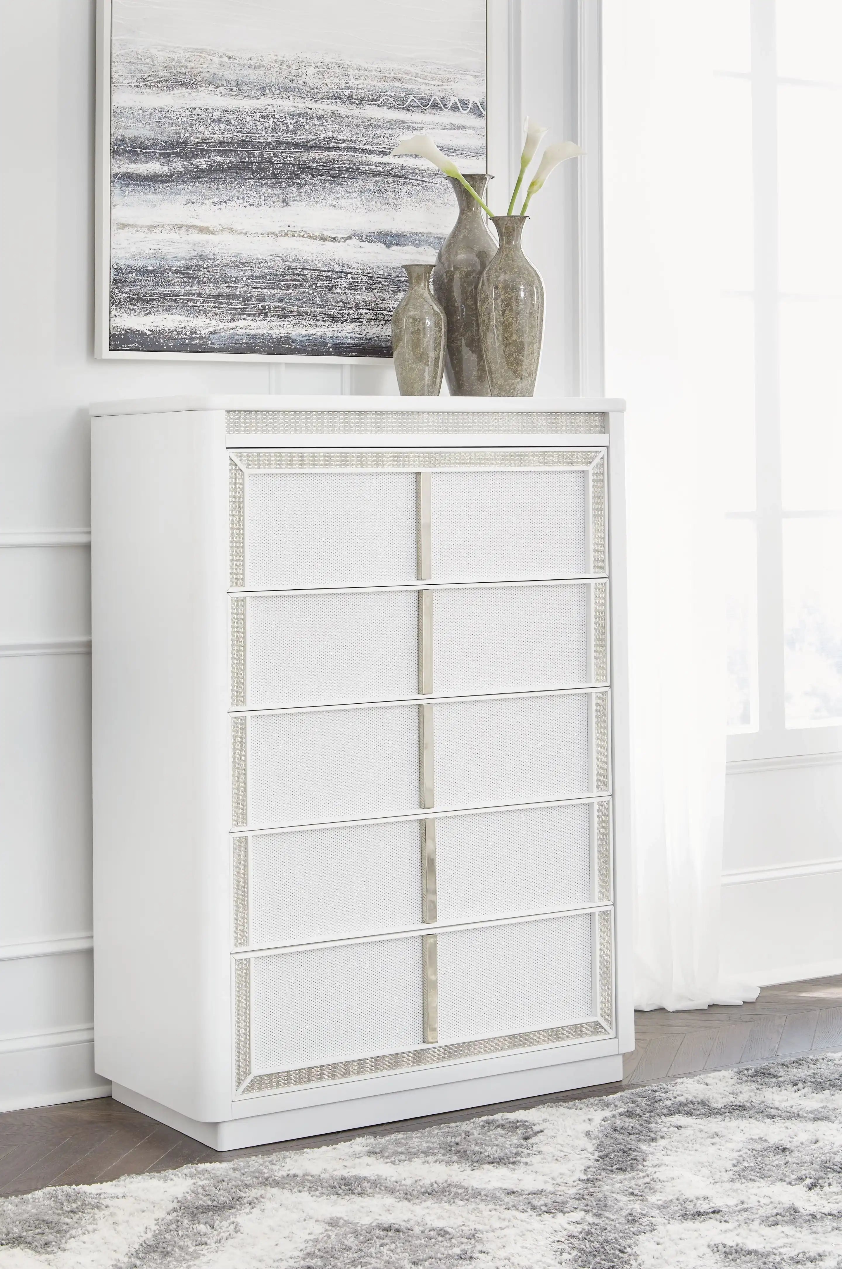 Chalanna - Five Drawer Chest - White - Best Buy Furniture
