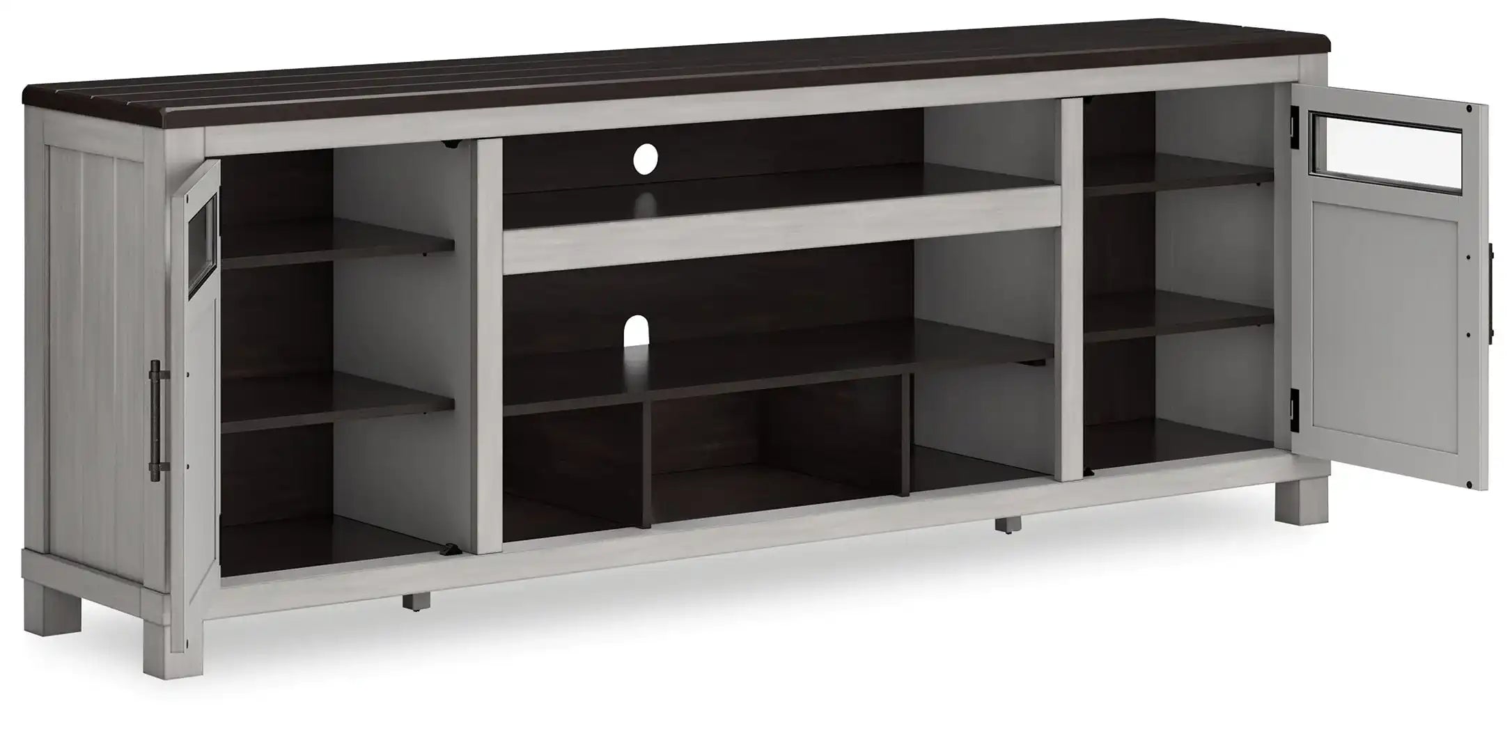 Darborn - XL TV Stand W/Fireplace Option - Gray / Brown - Best Buy Furniture