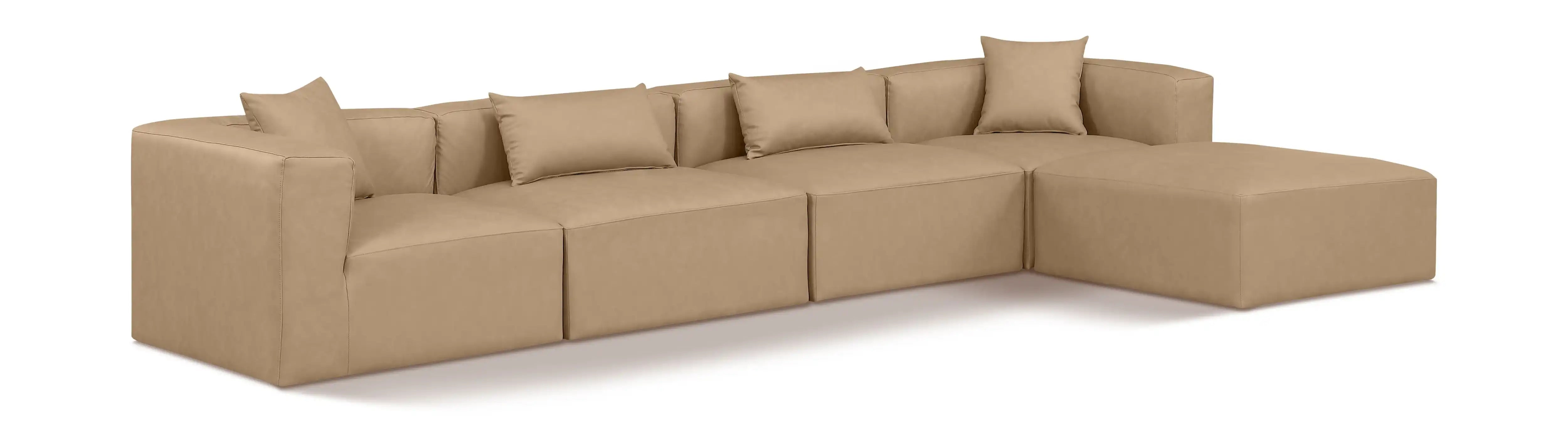 Cube - 5 Piece Modular Sectional With Chaise - Tan - Best Buy Furniture