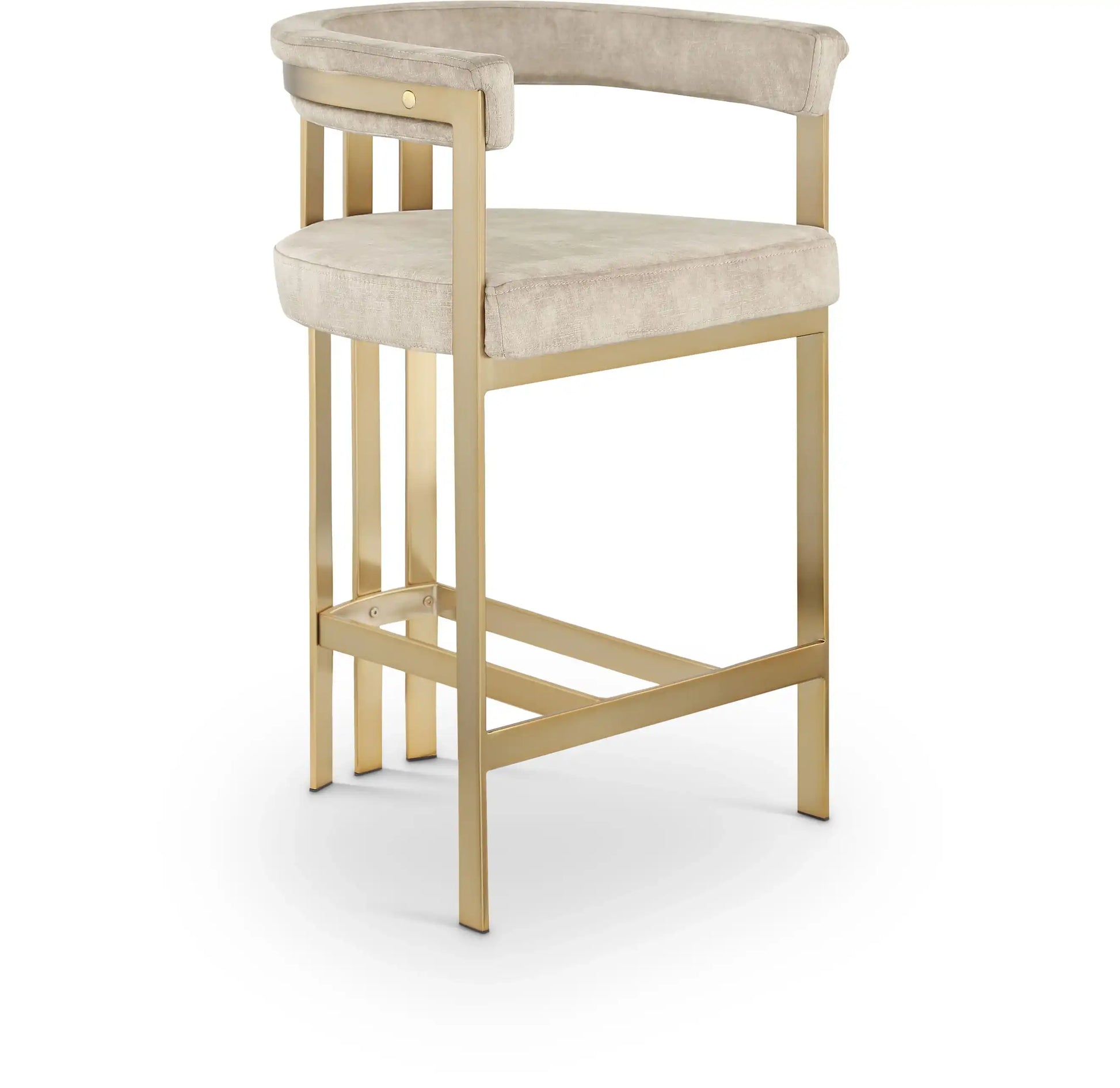 Marcello - Counter Stool With Brushed Gold Iron Frame (Set of 2) - Beige - Best Buy Furniture