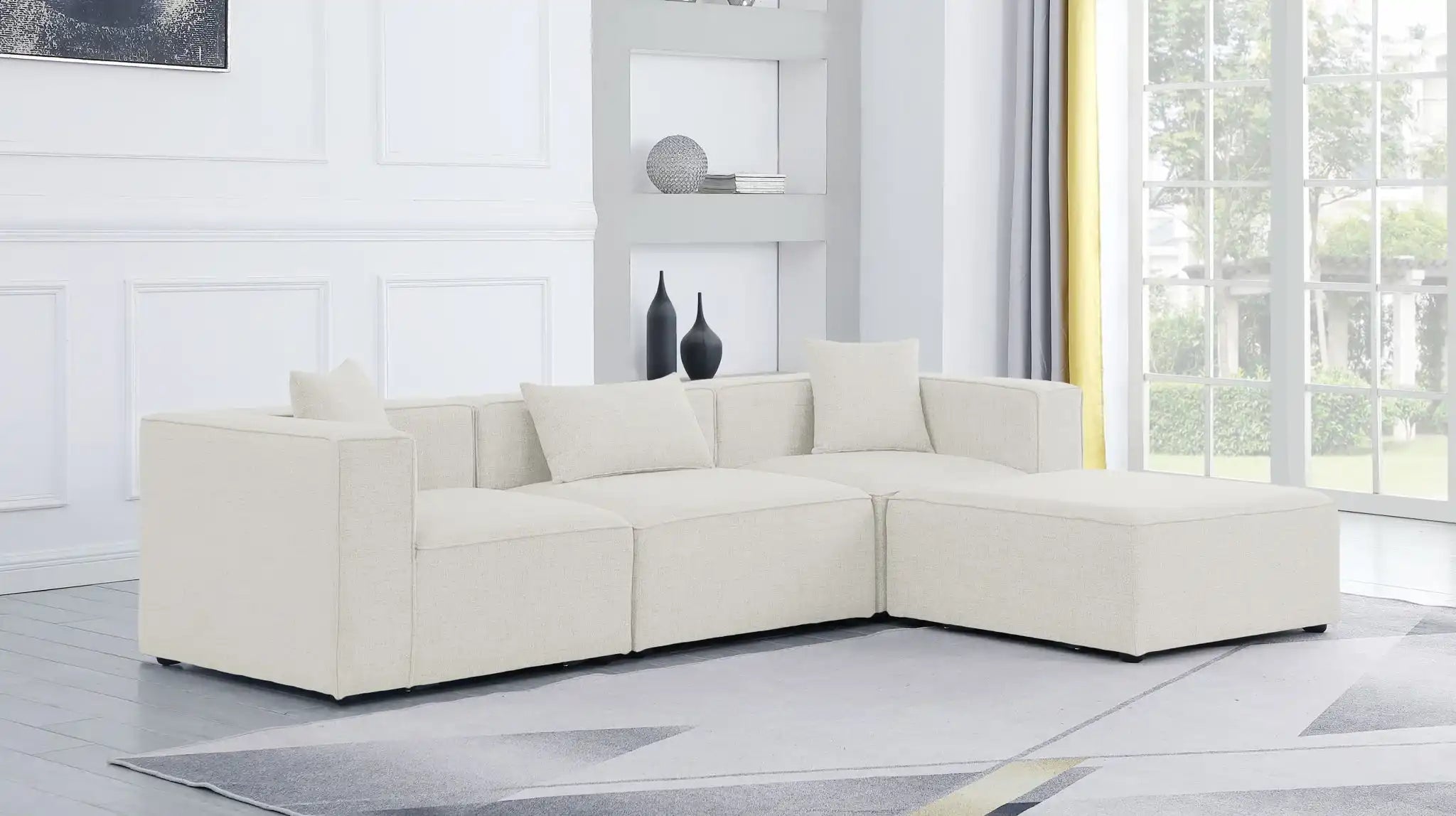 Cube - Linen 4 Piece Modular Sectional With Chaise