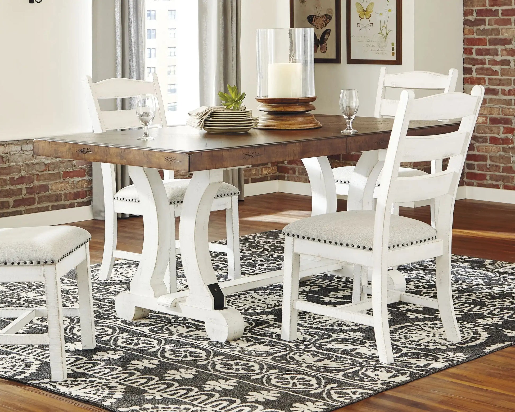 Valebeck - Rectangular Dining Room Table - White / Brown - Best Buy Furniture