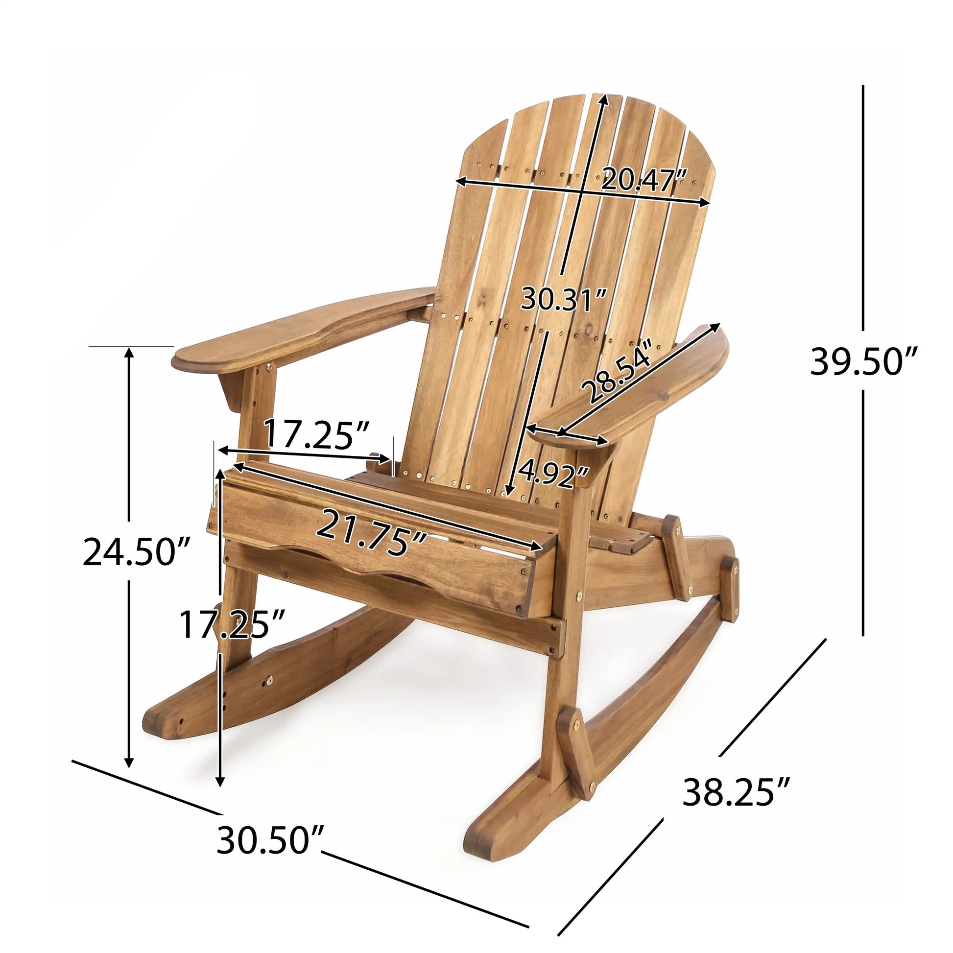 Outdoor Adirondack Rocking Chair with Hand Crafted Details, Natural - Best Buy Furniture