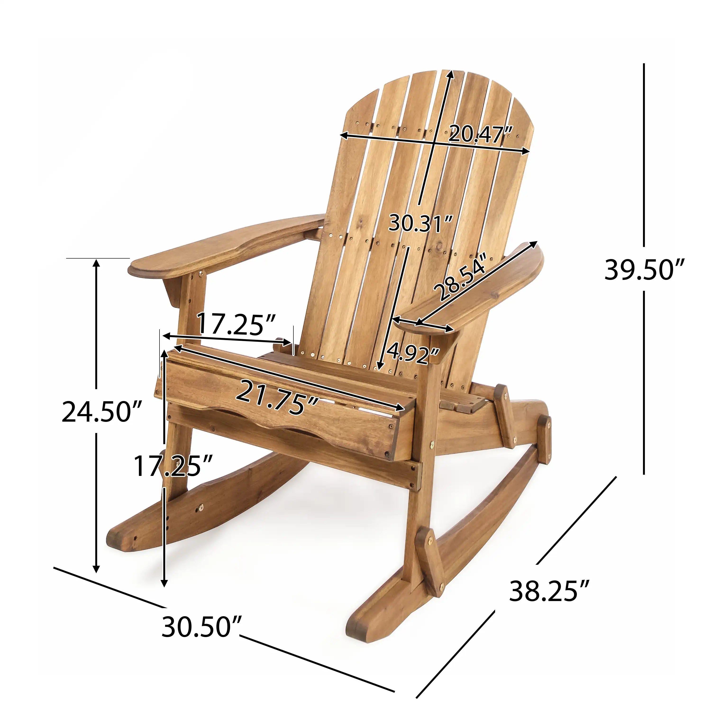 Outdoor Adirondack Rocking Chair with Hand Crafted Details, Natural - Best Buy Furniture