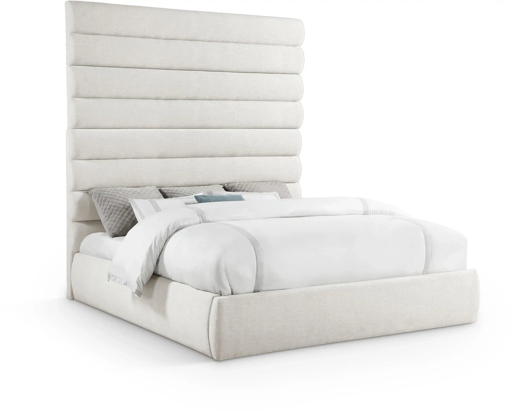 Adam - Linen Fabric Bed With 89" Headboard - Best Buy Furniture