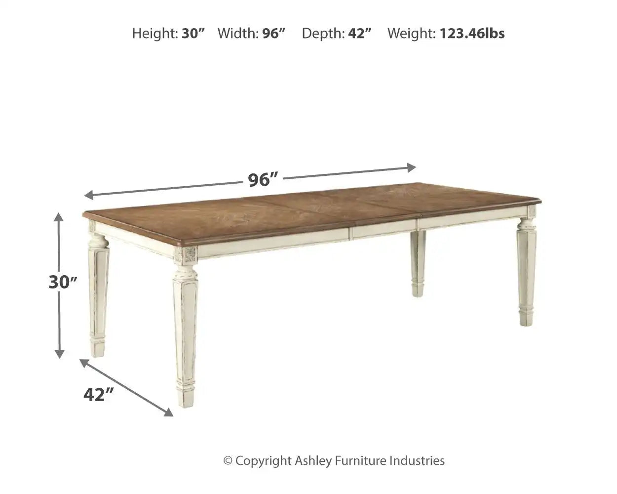 Realyn - Rectangular Dining Room Extension Table - Chipped White - Best Buy Furniture