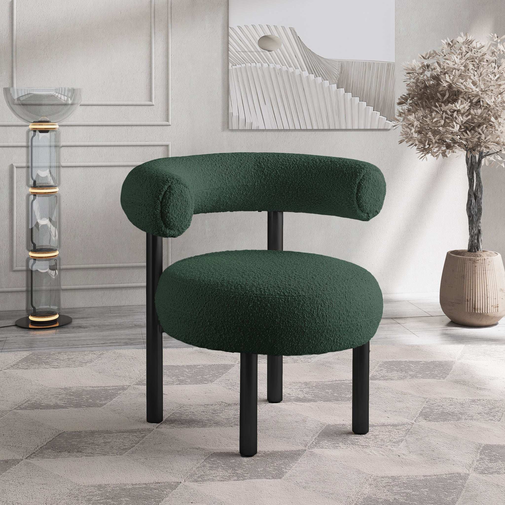 Bordeaux - Boucle Fabric Accent Chair With Black Legs