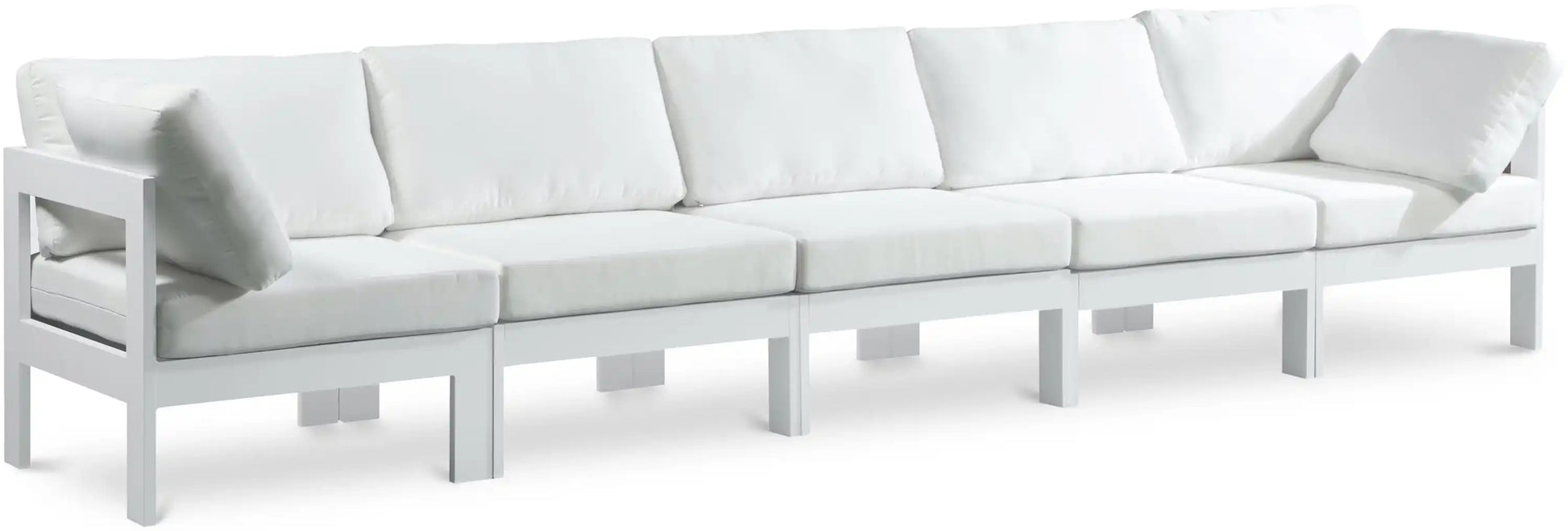 Nizuc - Outdoor Patio 5 Seat Modular Sofa With White Frame - Best Buy Furniture