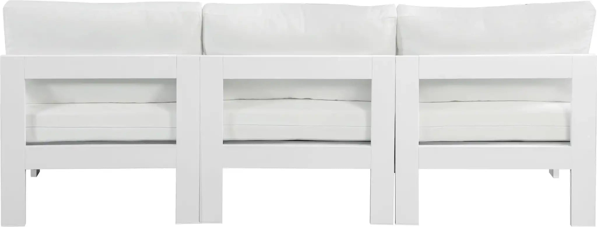 Nizuc - Outdoor Patio 3 Seat Armless Modular Sofa With White Frame