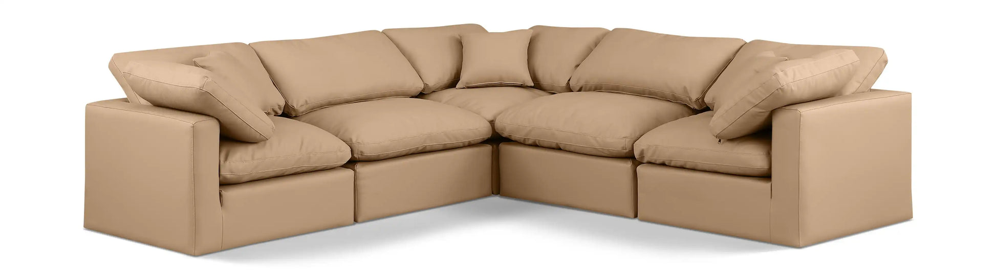 Indulge - Faux Leather 5 Piece Modular Corner Sectional - Tan - Best Buy Furniture
