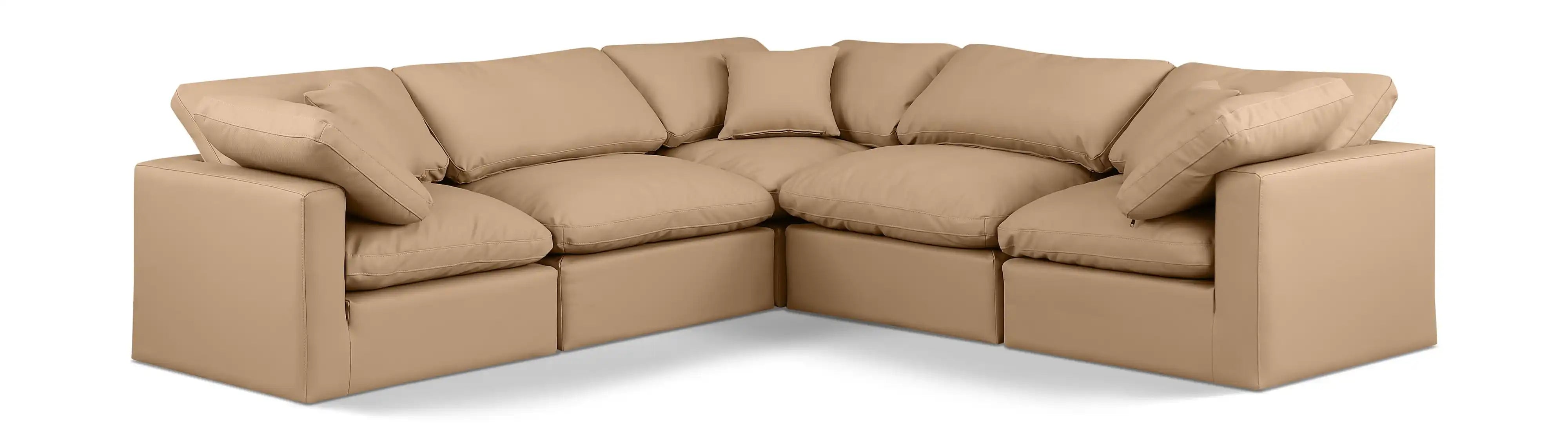 Indulge - Faux Leather 5 Piece Modular Corner Sectional - Tan - Best Buy Furniture