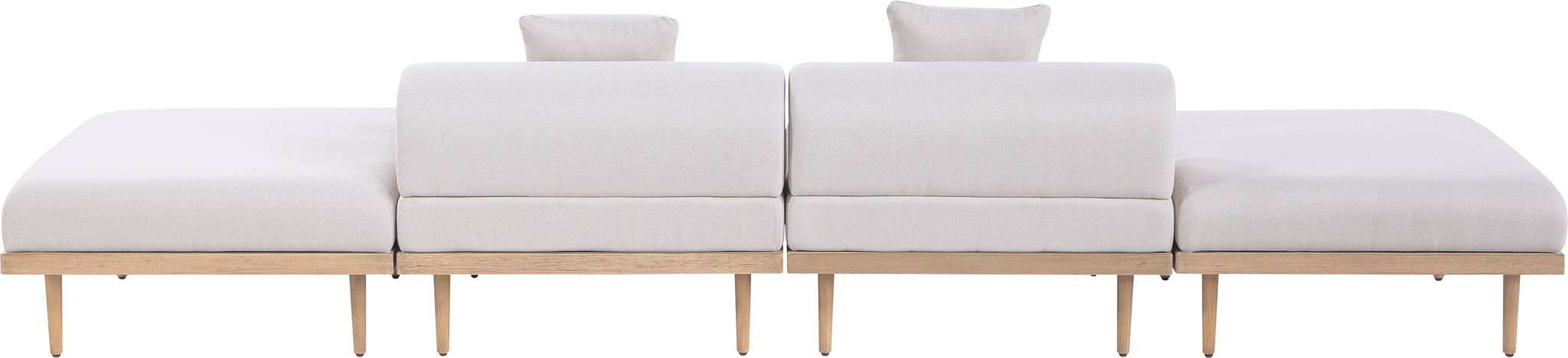 Laguna - 4 Piece 142" Outdoor Patio Armless Modular Sofa With 2 Backless Seats