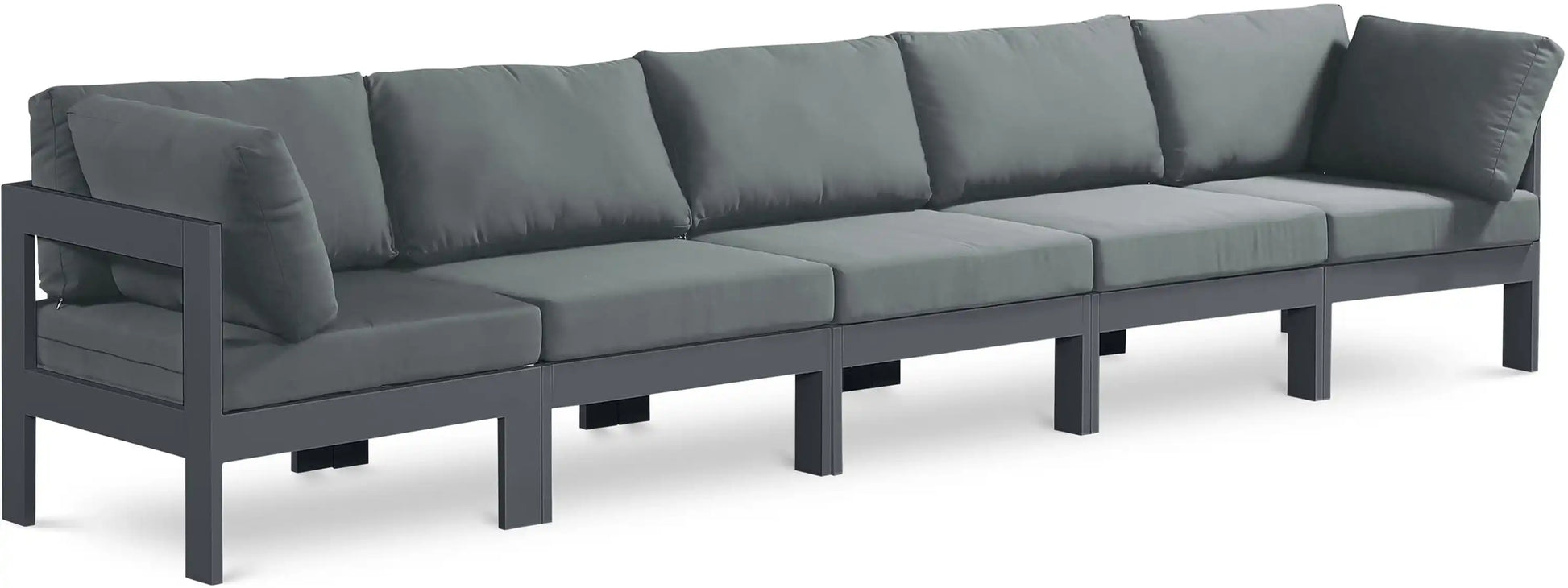 Nizuc - Outdoor Patio 5 Seat Modular Sofa With Gray Frame - Best Buy Furniture