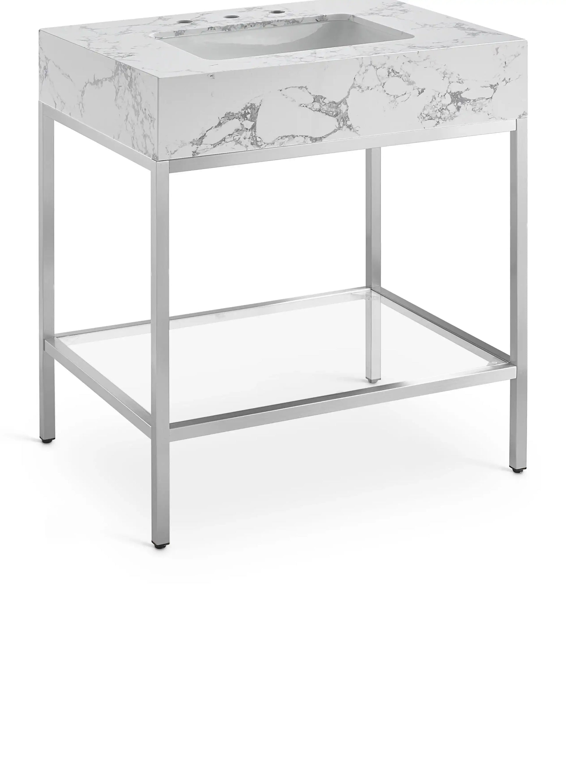 Marmo - Engineered Marble Bathroom Vanity With Chrome Base - Best Buy Furniture
