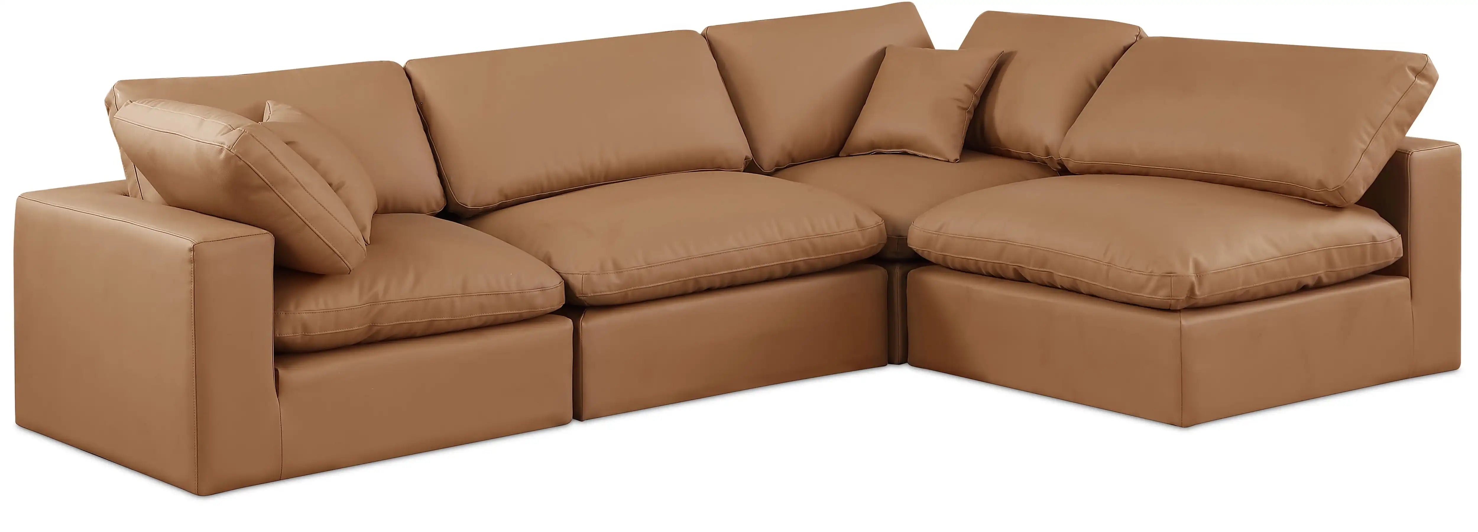 Comfy - 4 Piece Faux Leather Modular Armless Sectional - Best Buy Furniture