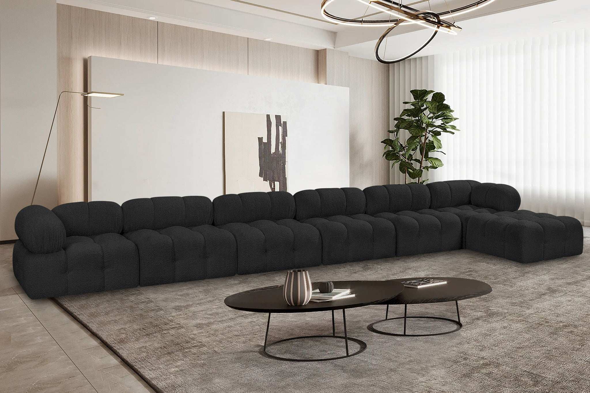 Ames - 7 Piece Boucle Fabric Modular L-Shaped Sectional