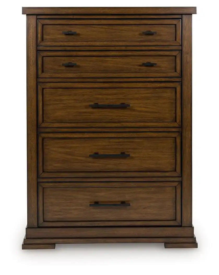 Taffenbrook - Five Drawer Chest - Medium Brown - Best Buy Furniture