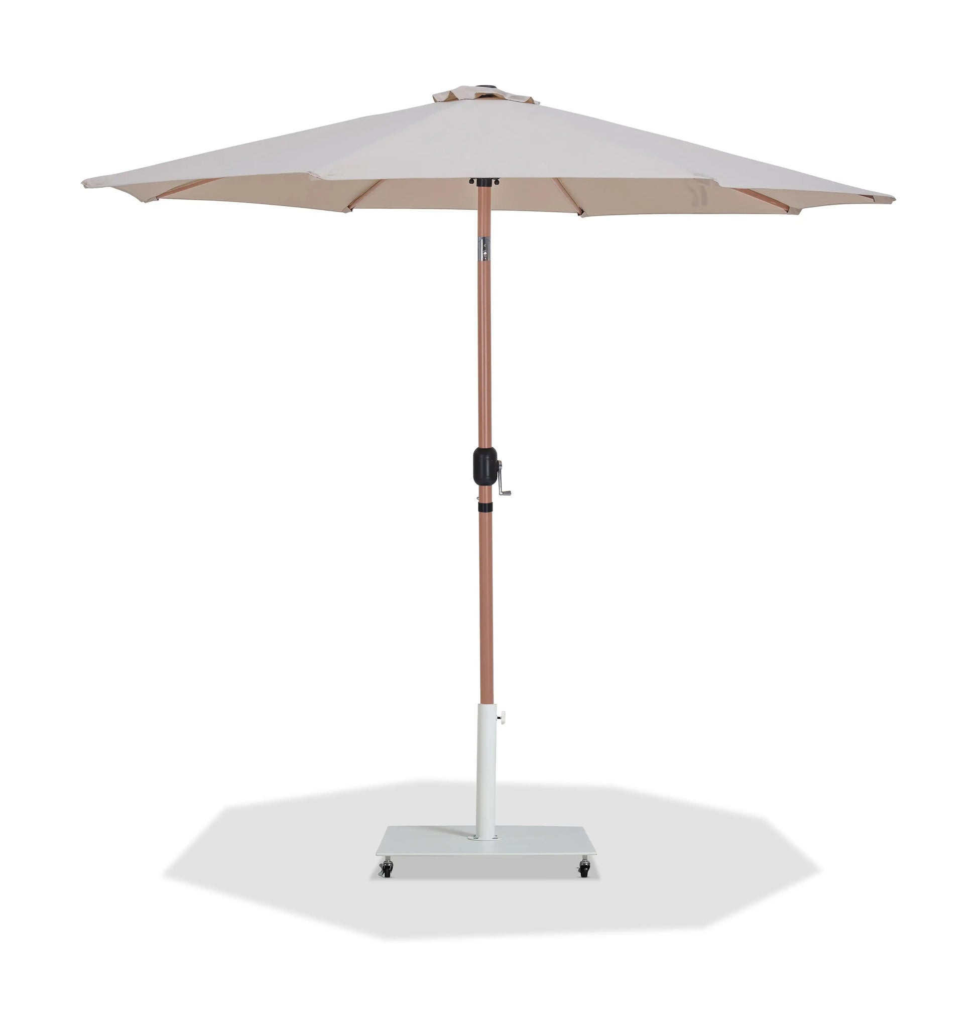 Fiji - Aluminum Patio Umbrella With Square White And Teak Base - Best Buy Furniture