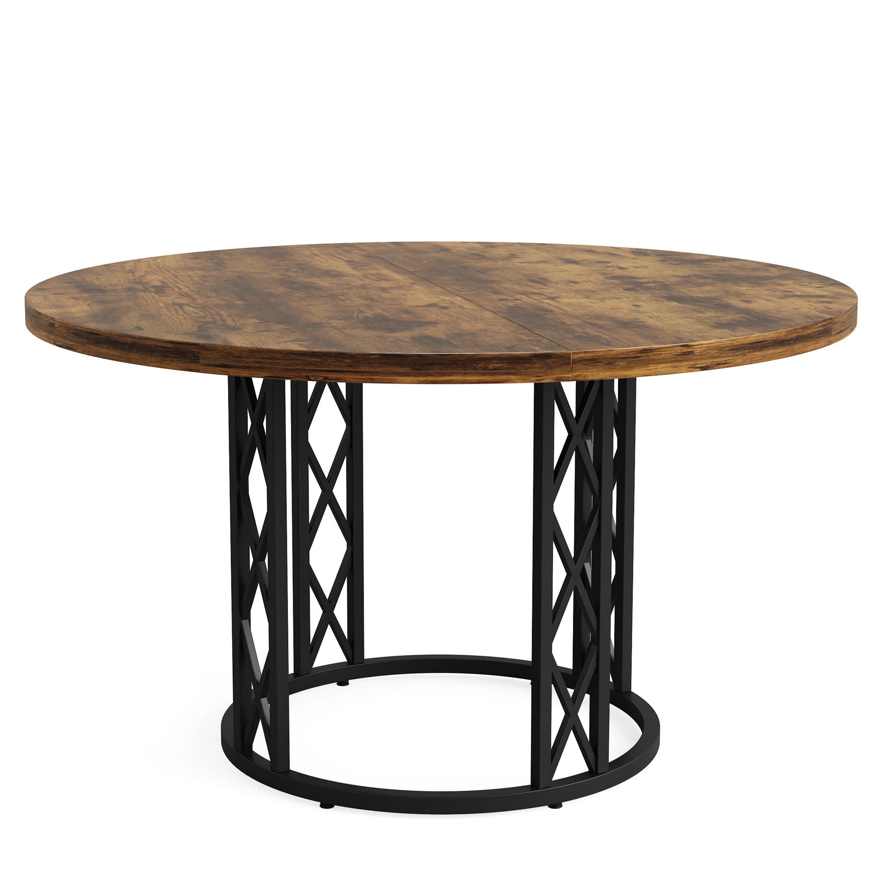 Round Dining Table With Circle Base - Brown / Black