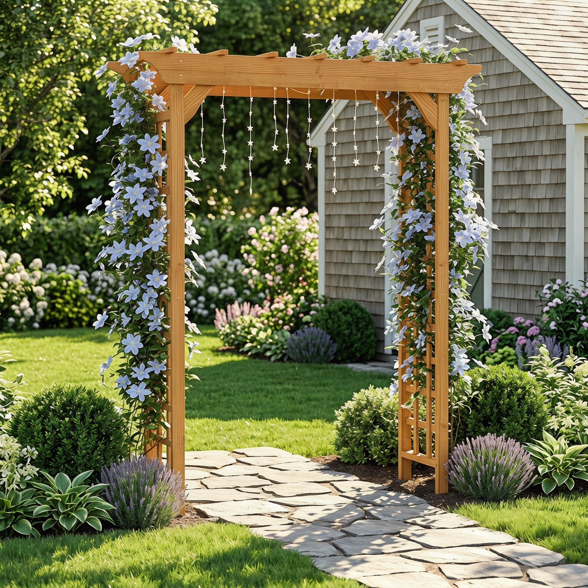 Arbor, Wedding Arch For Ceremony, Trellis For Plant Climbing, Christmas Decor Pergola For Garden Backyard - Yellow
