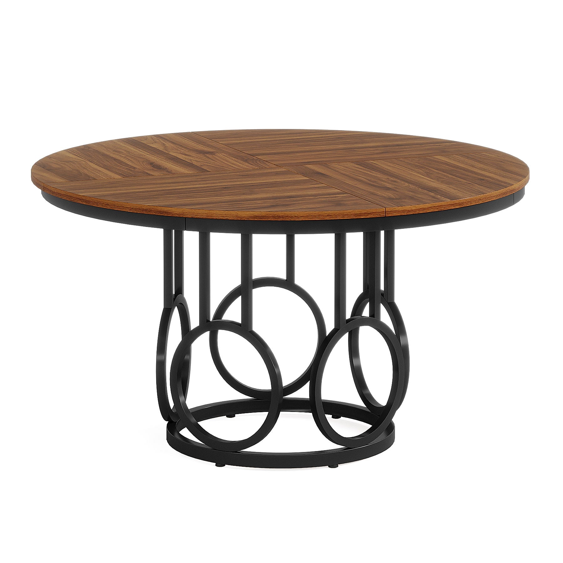 Round Dining Table For Kitchen & Dining Room - Brown / Black