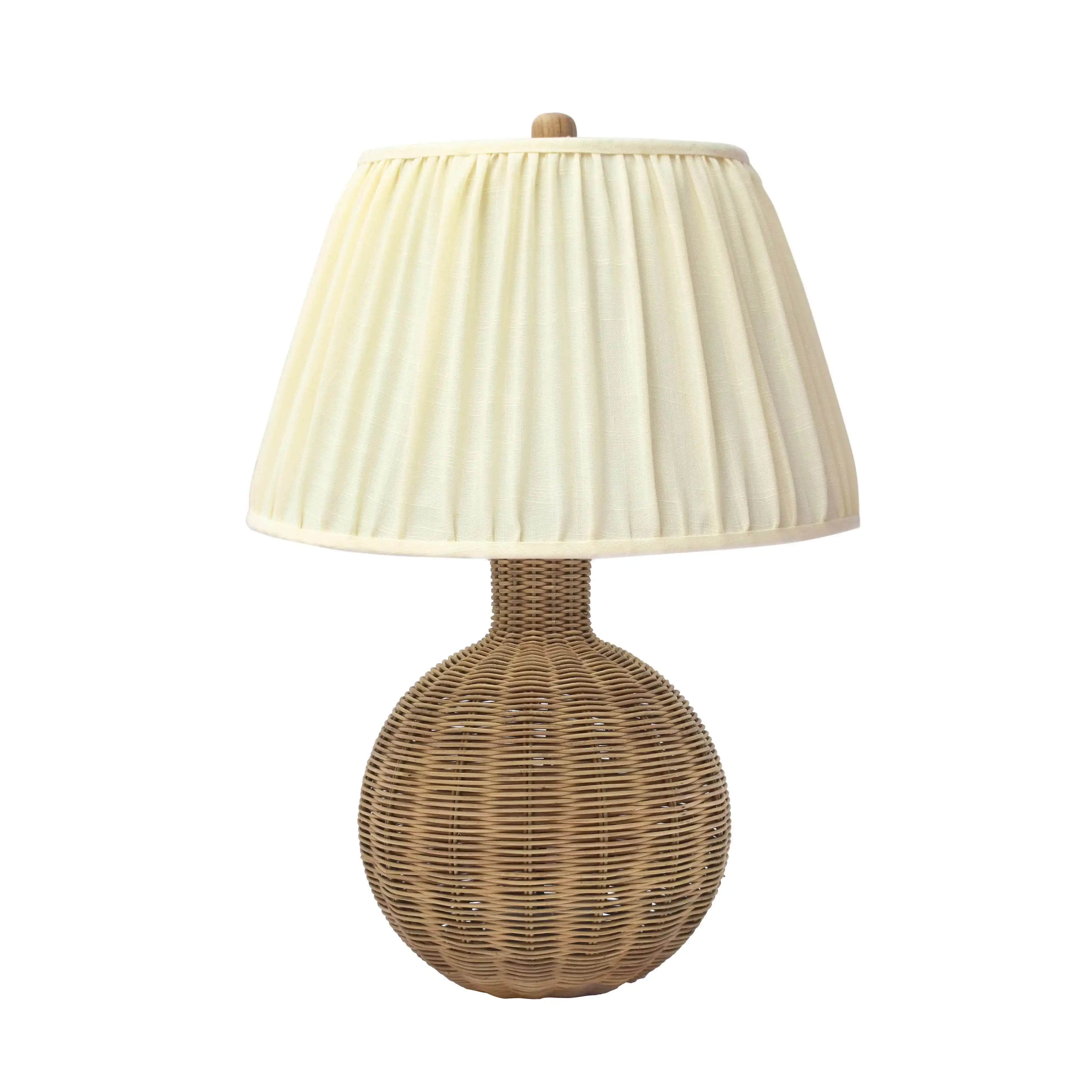 Pallora - Rattan Table Lamp - Cream & Natural - Best Buy Furniture