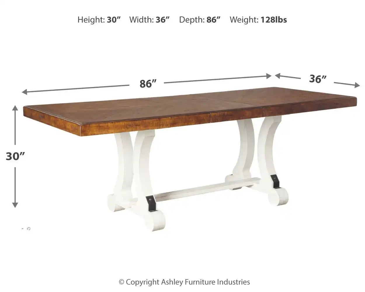 Valebeck - Rectangular Dining Room Table - White / Brown - Best Buy Furniture