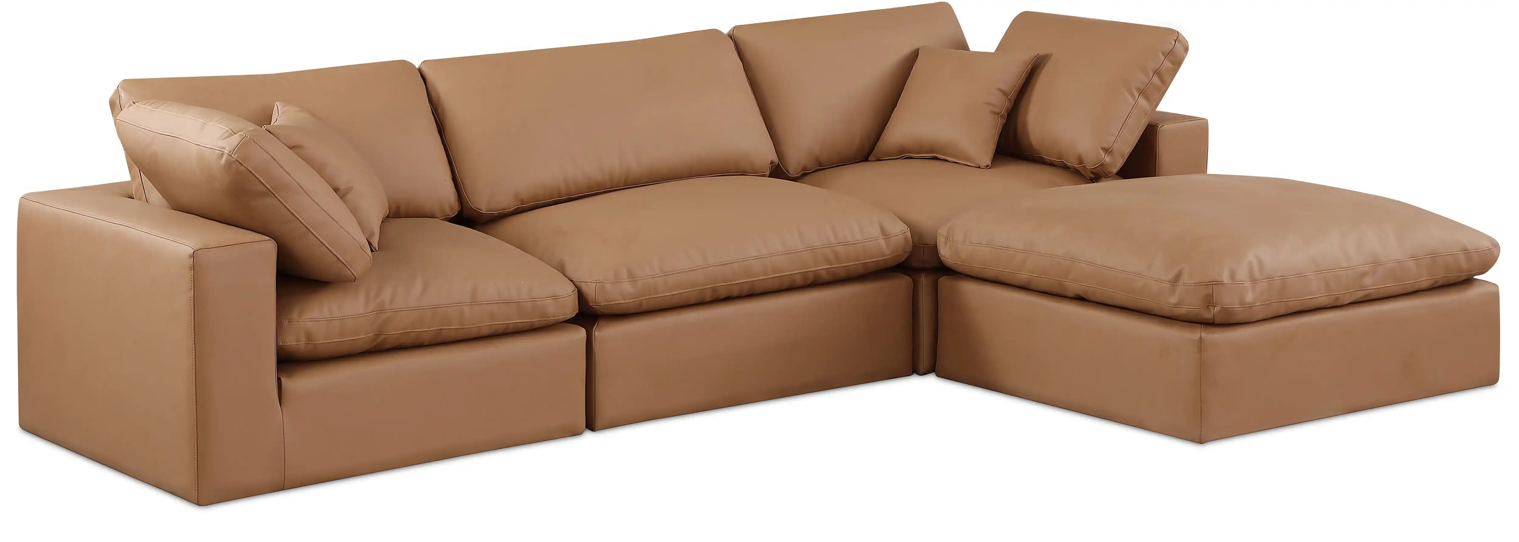 Comfy - 4 Piece Faux Leather Modular Sectional With Chaise - Best Buy Furniture