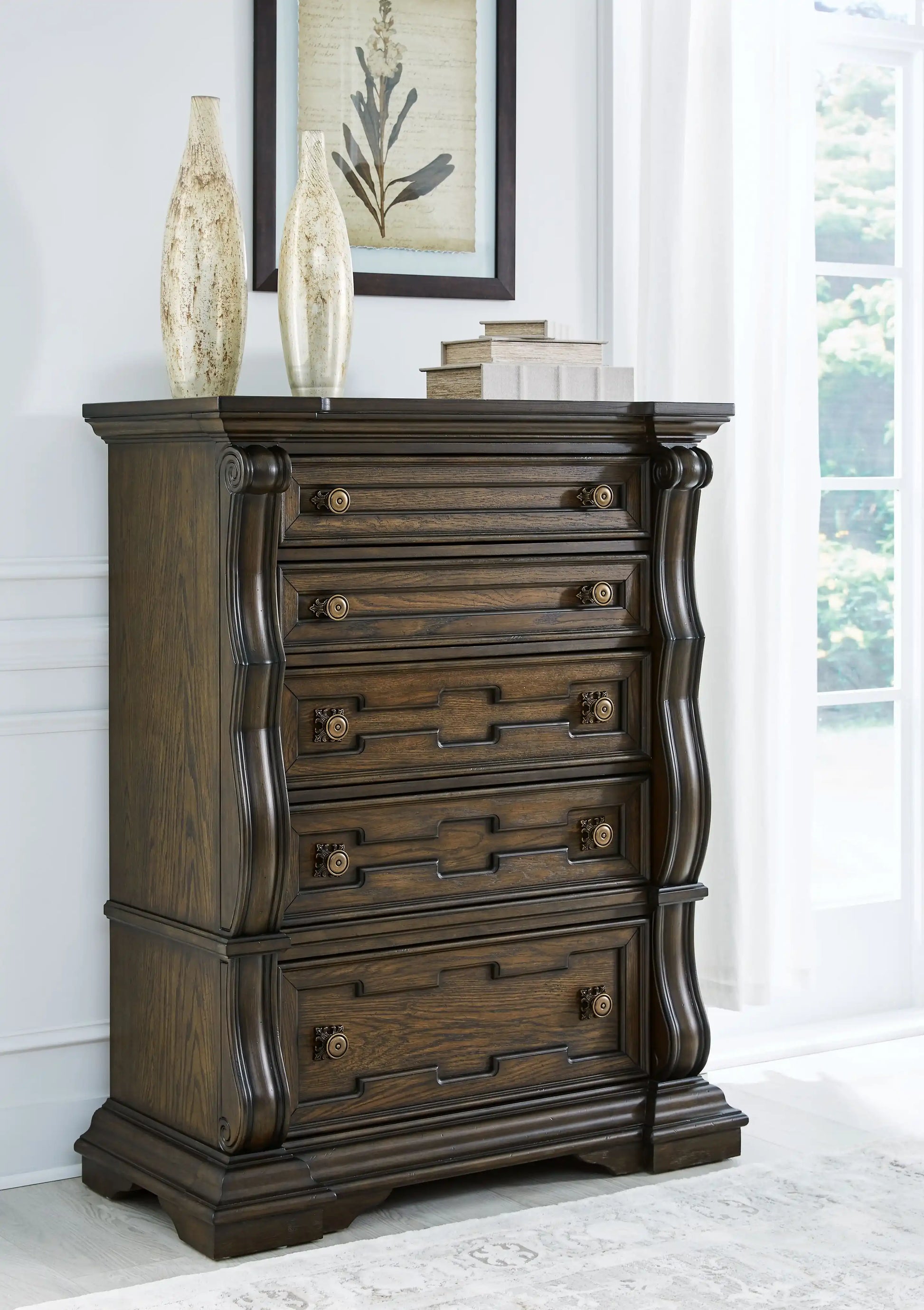 Maylee - Five Drawer Chest - Dark Brown - Best Buy Furniture