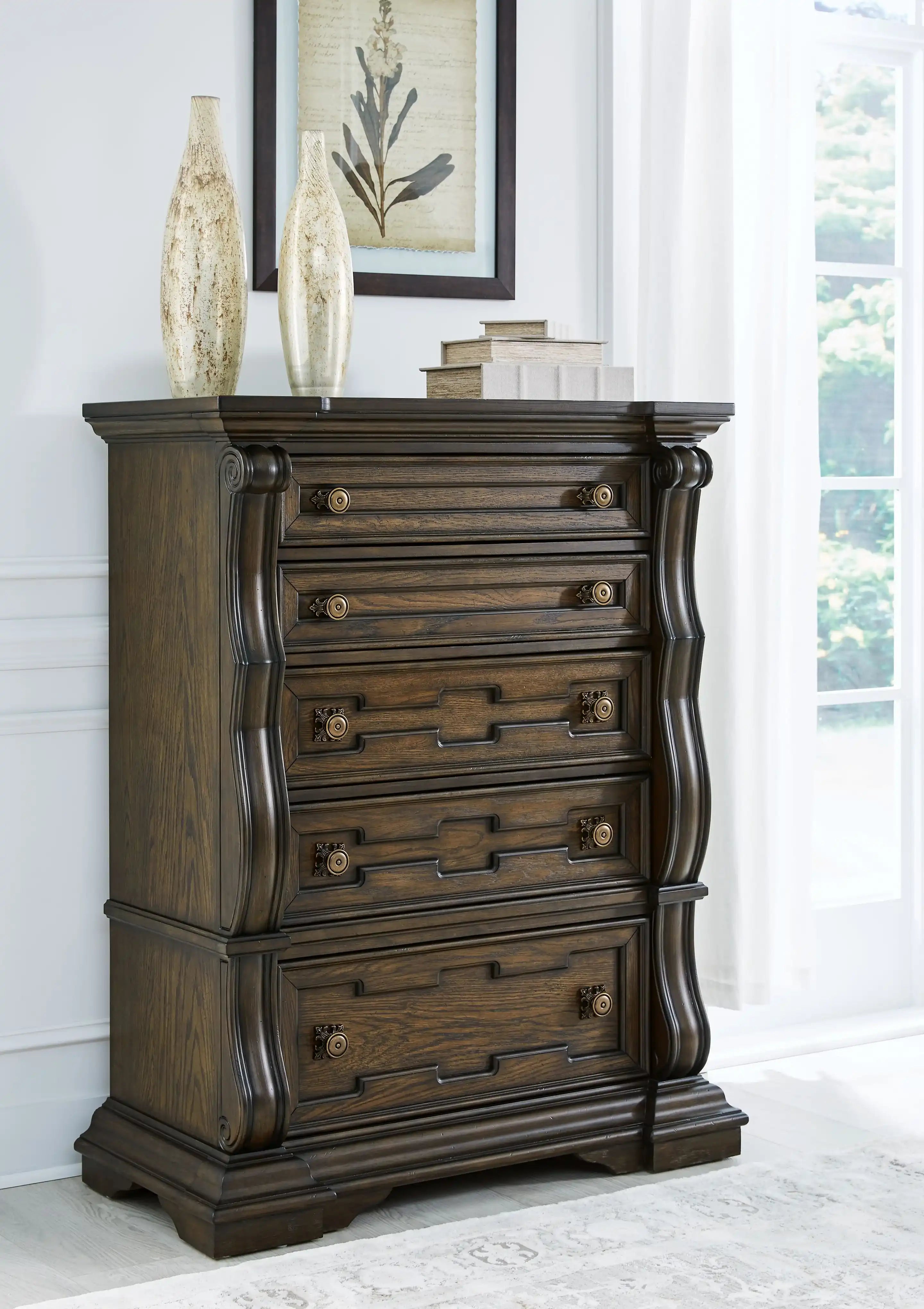 Maylee - Five Drawer Chest - Dark Brown - Best Buy Furniture