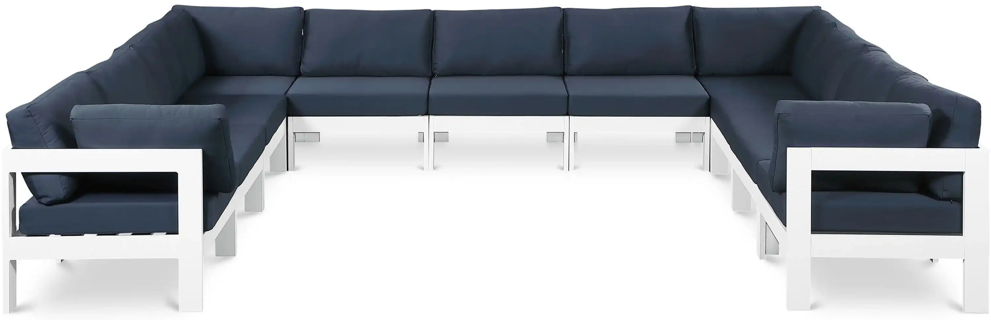 Nizuc - Outdoor Patio 11 Piece Modular Sectional With White Frame - Best Buy Furniture